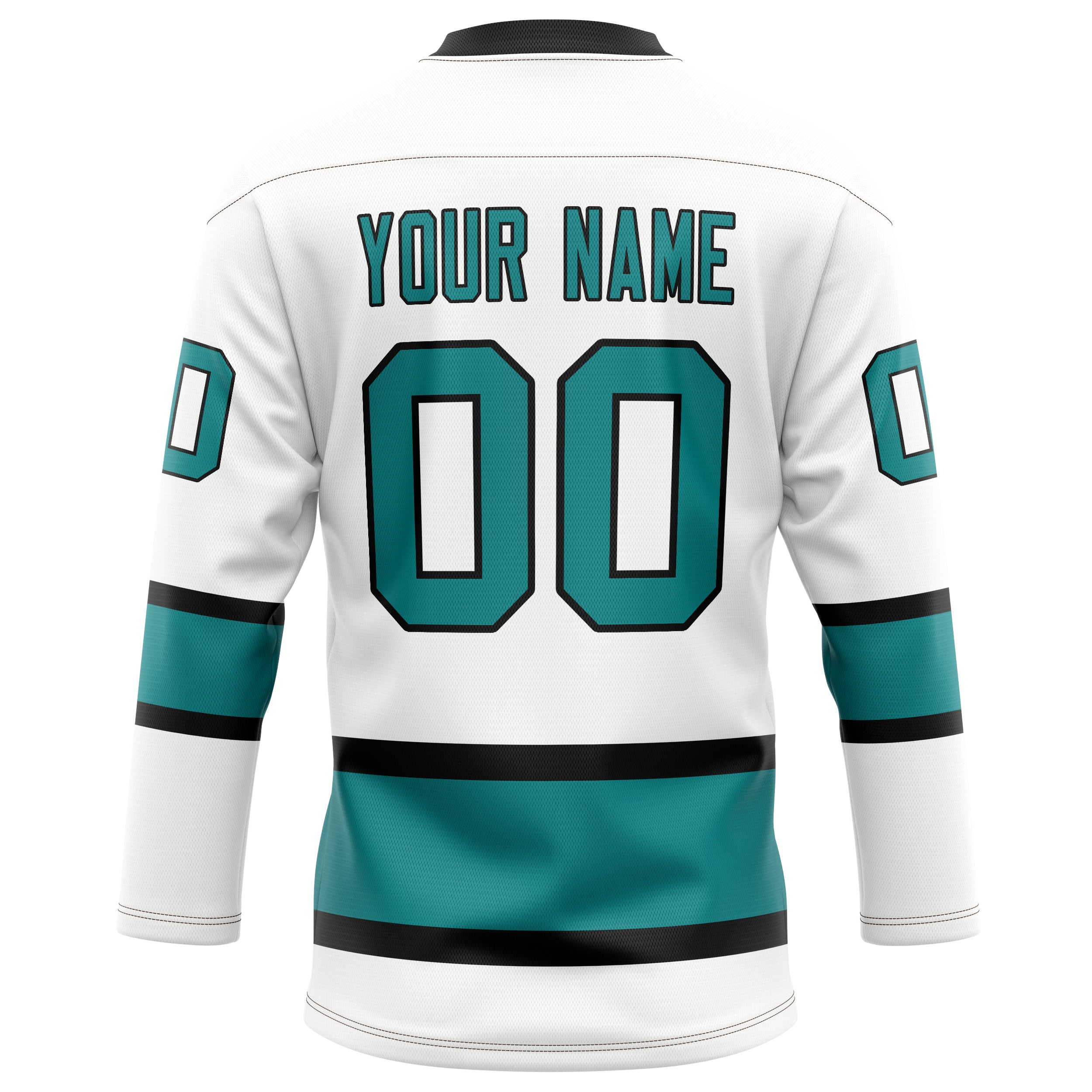 Custom White Teal Solid Colour Hockey Jersey