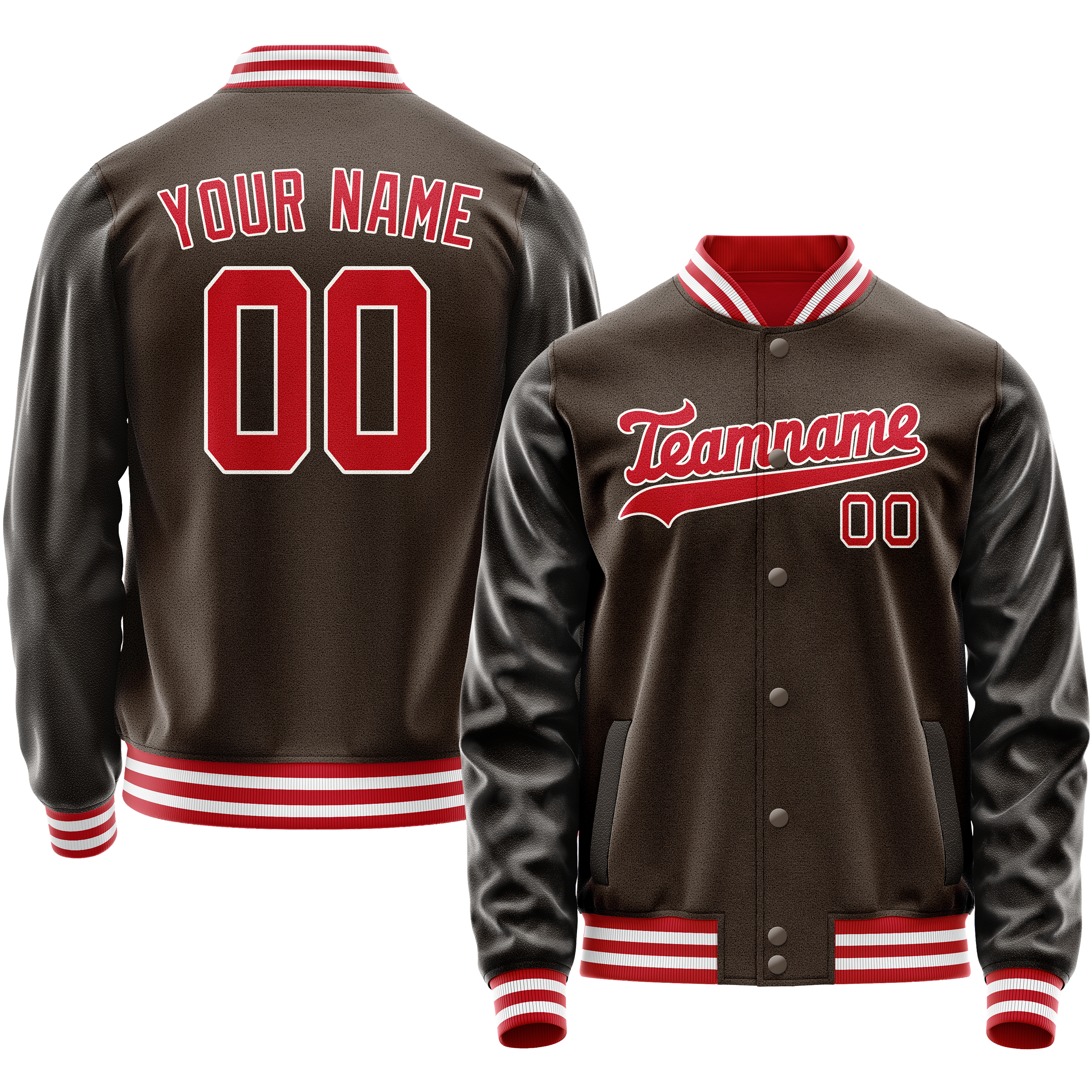 Custom Brown Orange Solid Color Varsity Letterman Jacket JA02240617XF083