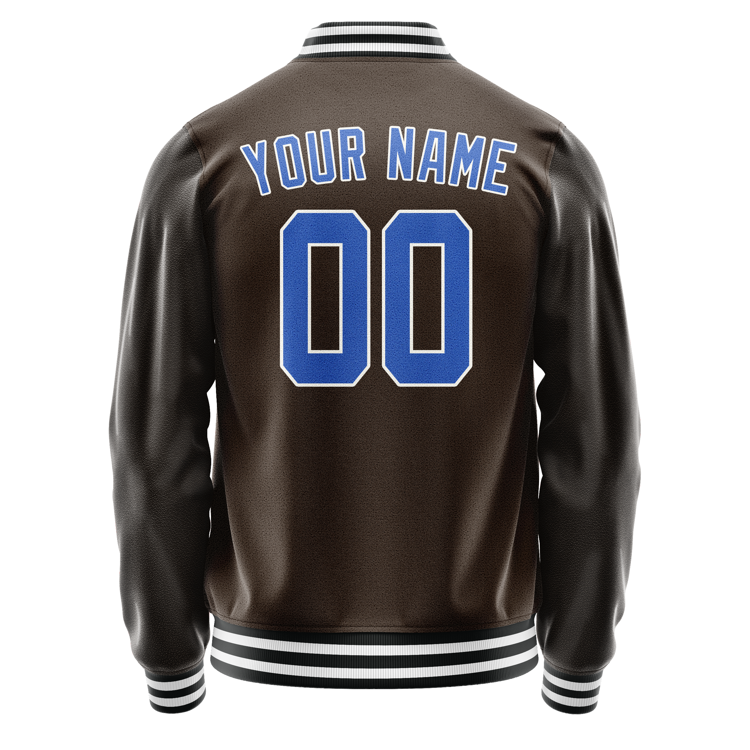Custom Brown Light-Blue Solid Color Varsity Letterman Jacket JA02240617XF073