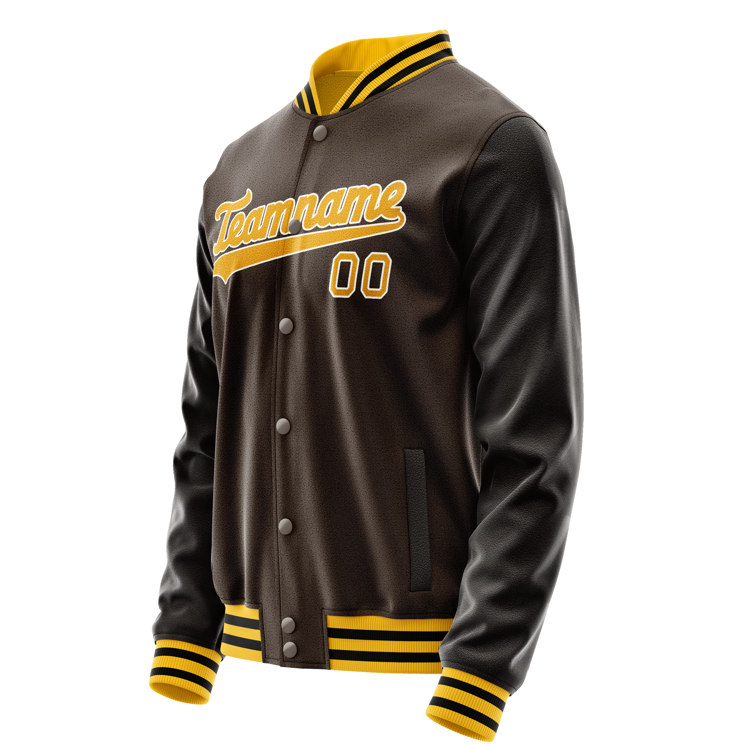 Custom Brown Gold Solid Color Varsity Letterman Jacket
