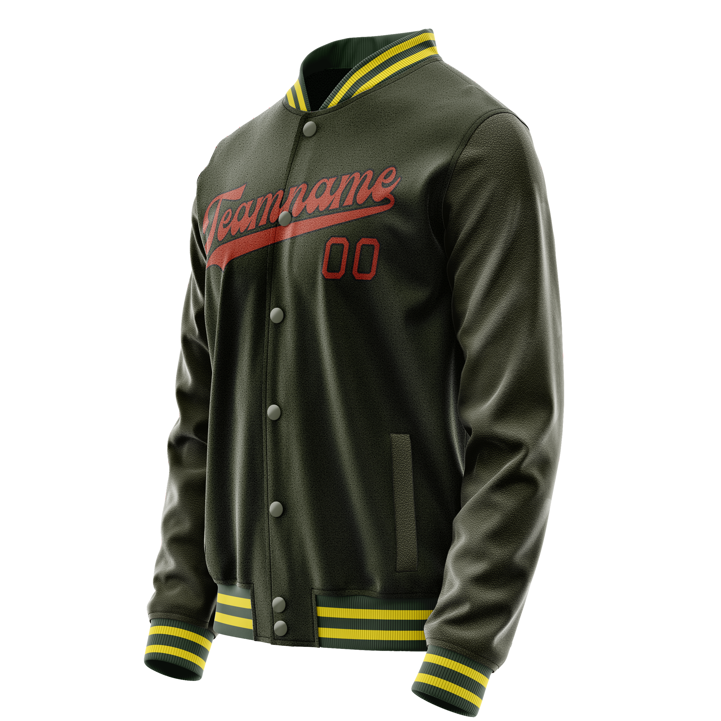 Custom Olive Orange Solid Color Varsity Letterman Jacket JA02240617LH316