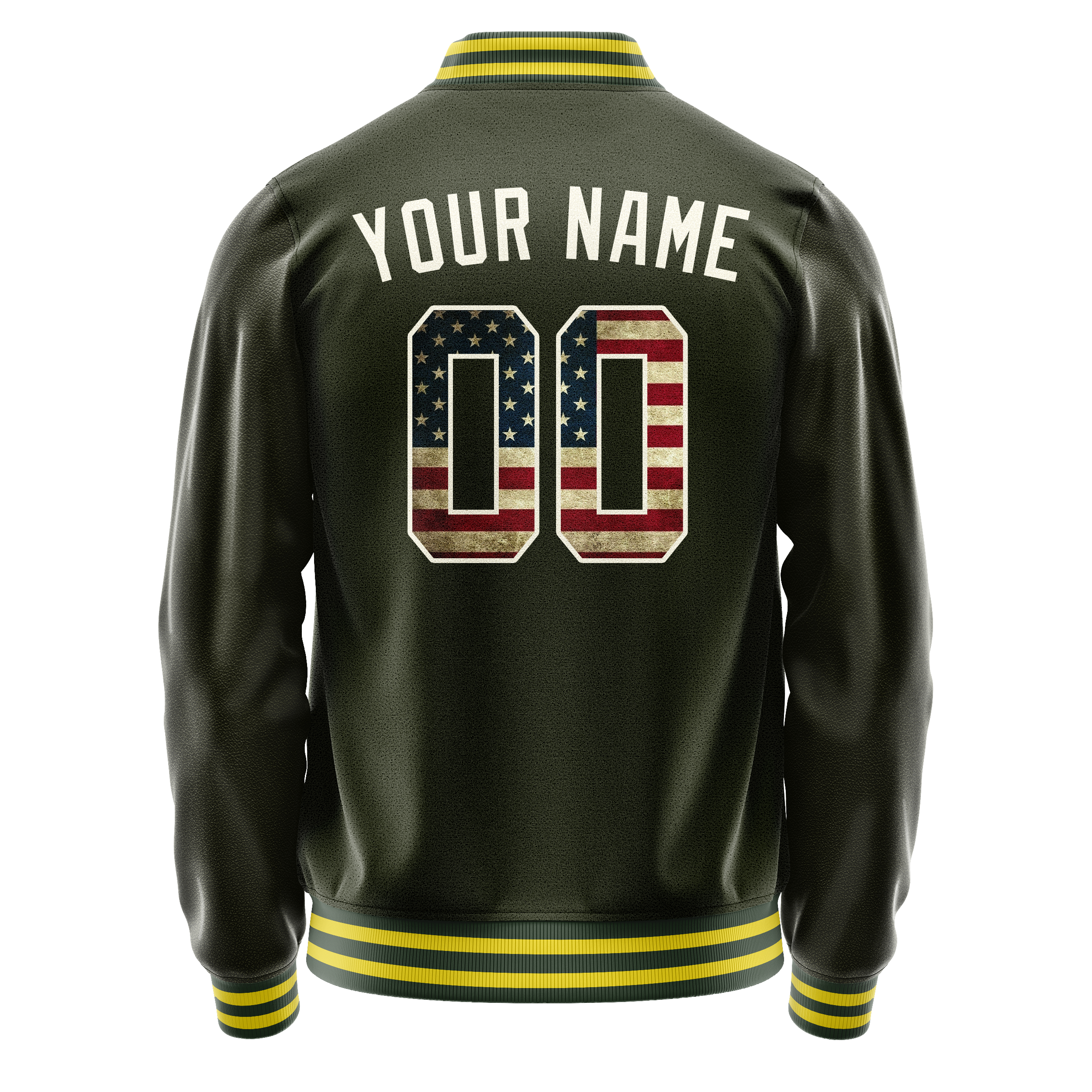 Custom Olive Cream Vintage Usa Flag Varsity Letterman Jacket JA02240617LH326