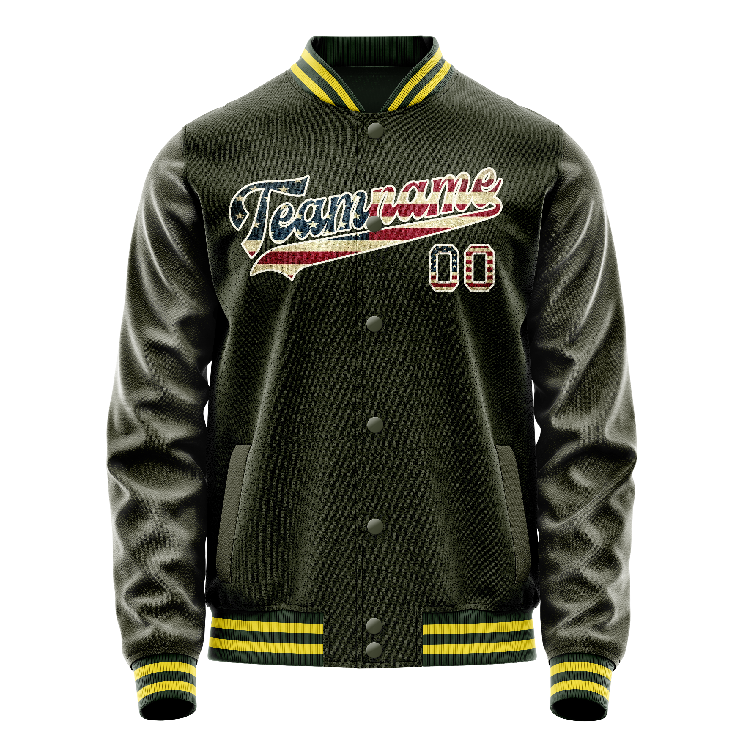 Custom Olive Cream Vintage Usa Flag Varsity Letterman Jacket JA02240617LH326