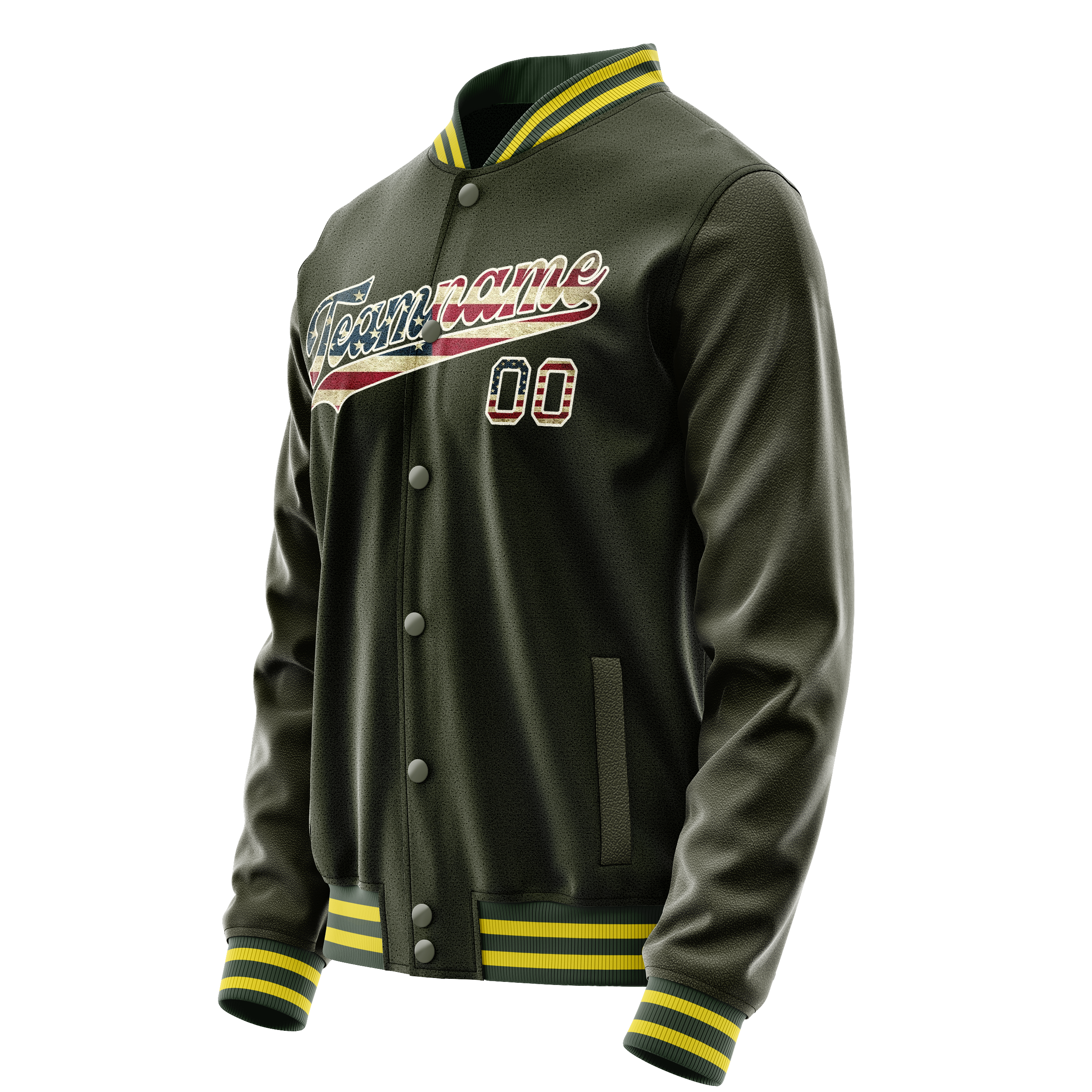 Custom Olive Cream Vintage Usa Flag Varsity Letterman Jacket JA02240617LH323