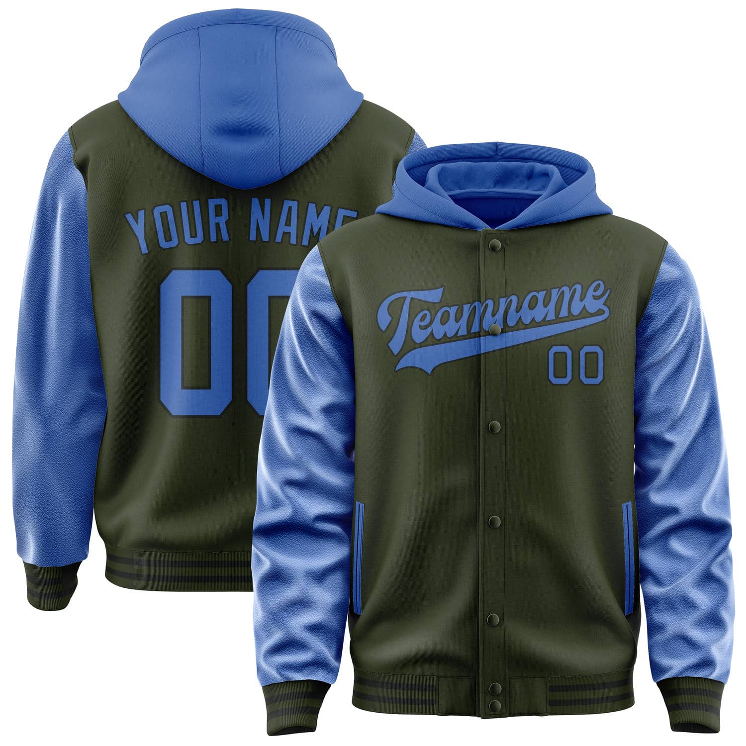 Custom Olive Sky Blue Jacket
