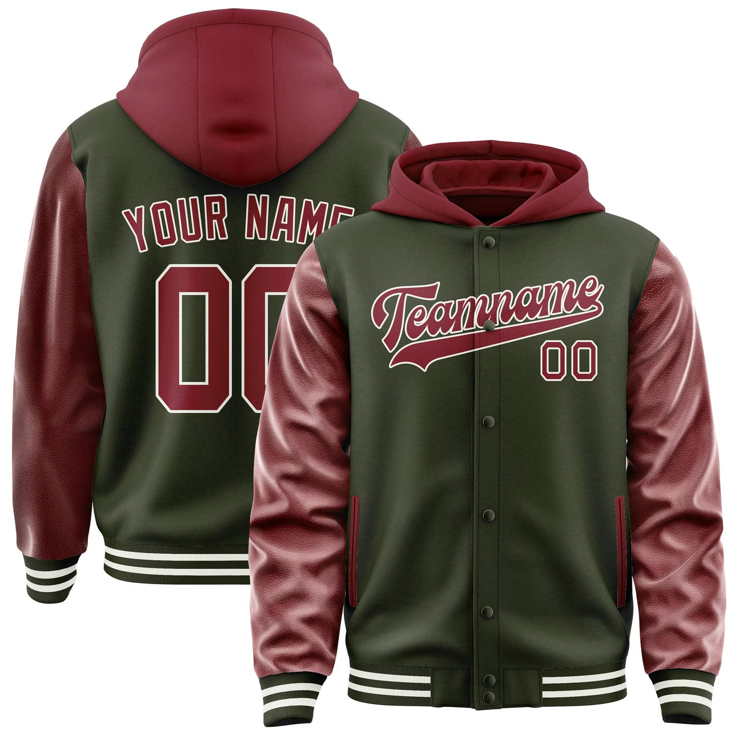 Custom Olive Crimson Red Jacket