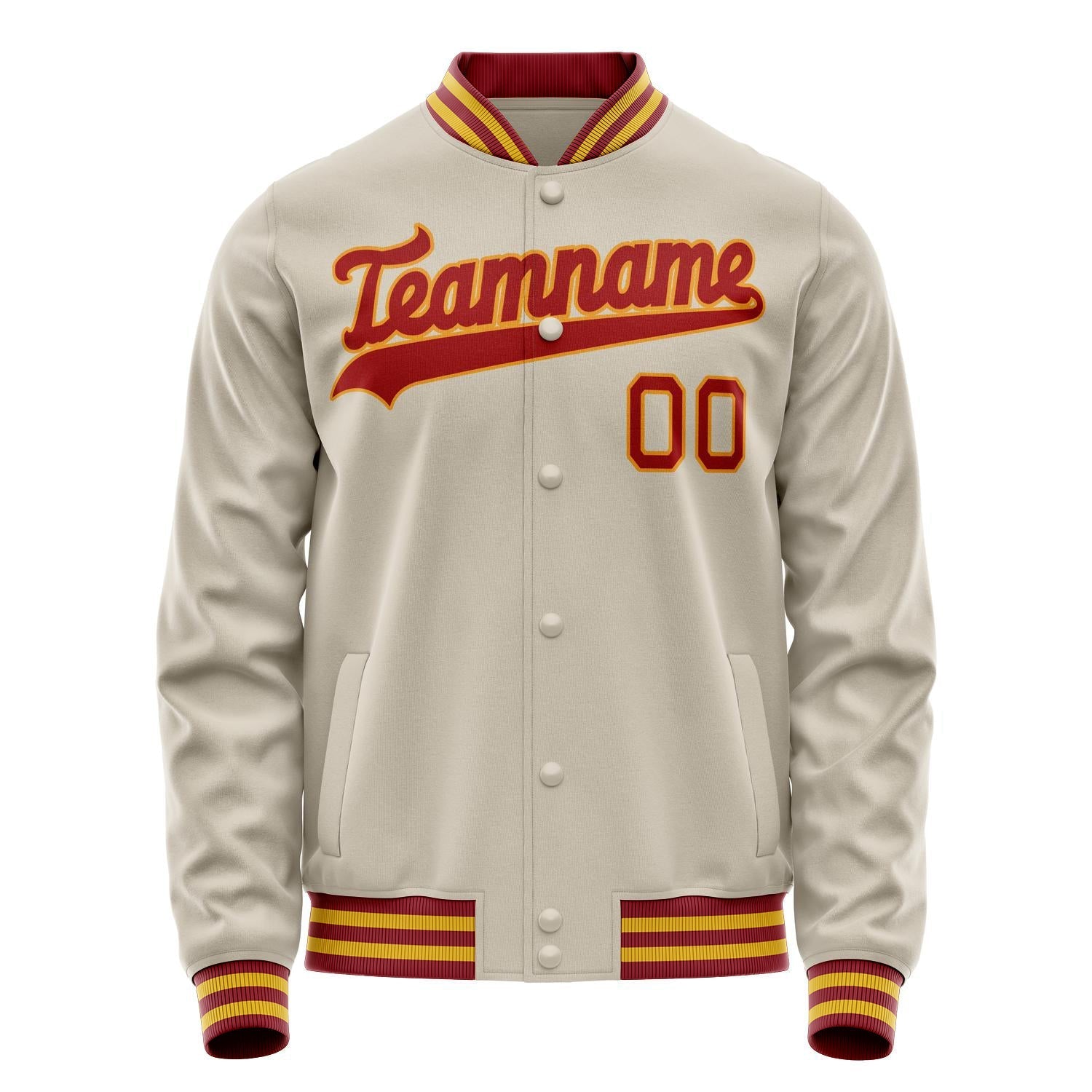 Custom Cream Orange Solid Color Varsity Letterman Jacket JA02240617JC101