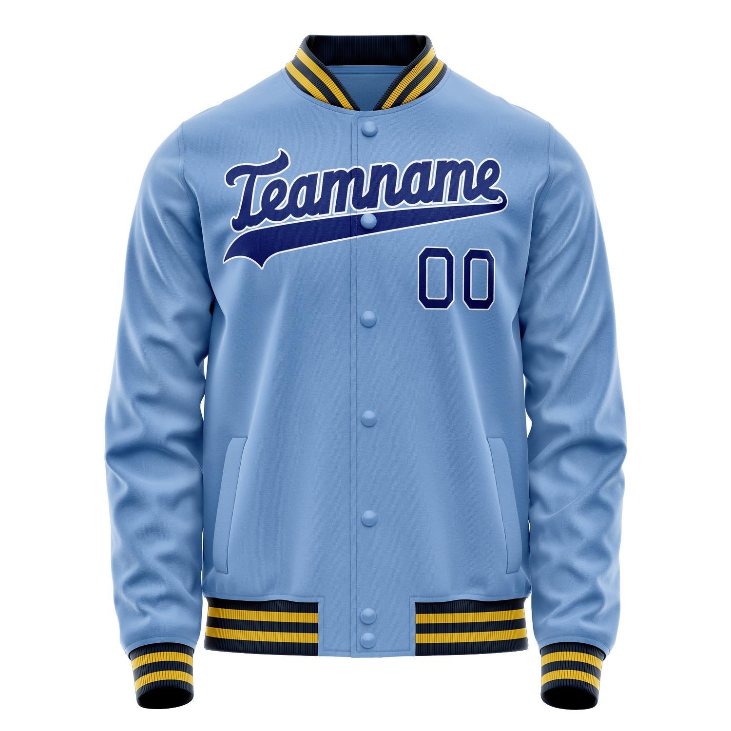 Custom Light-Blue Royal Solid Color Varsity Letterman Jacket JA02240617JC252
