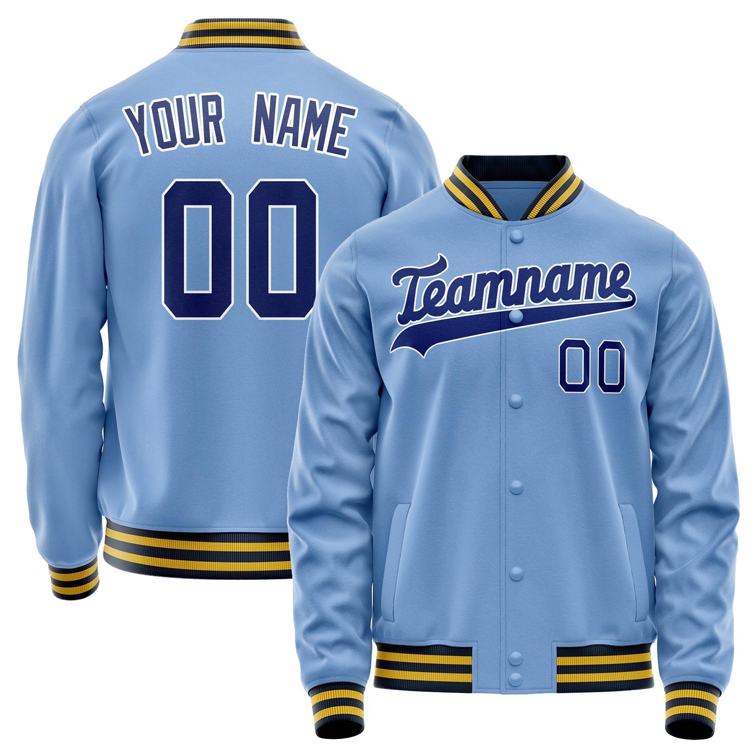Custom Light-Blue Royal Solid Color Varsity Letterman Jacket JA02240617JC252