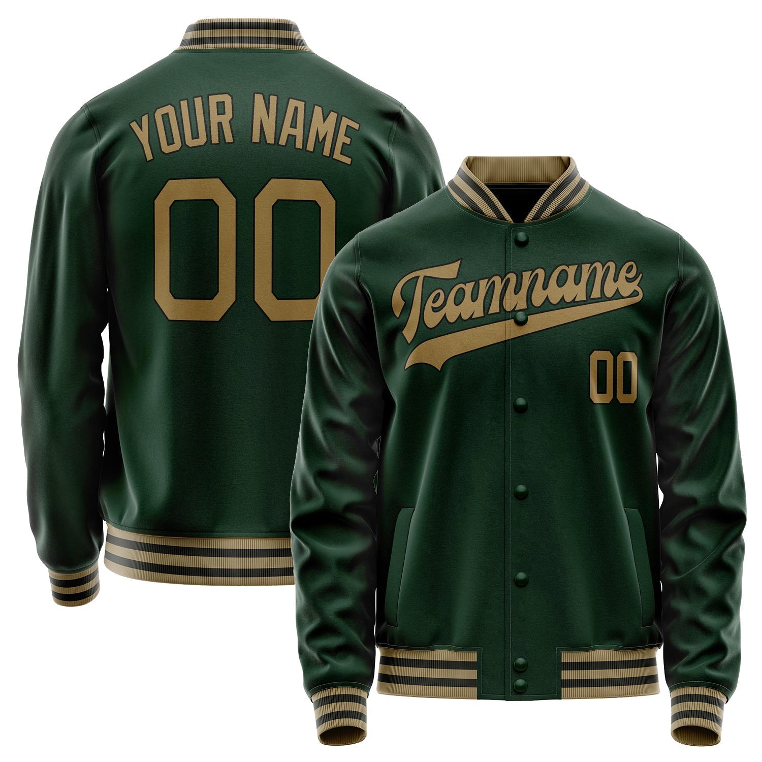 Custom Green Old-Gold Solid Color Varsity Letterman Jacket JA02240617JG200