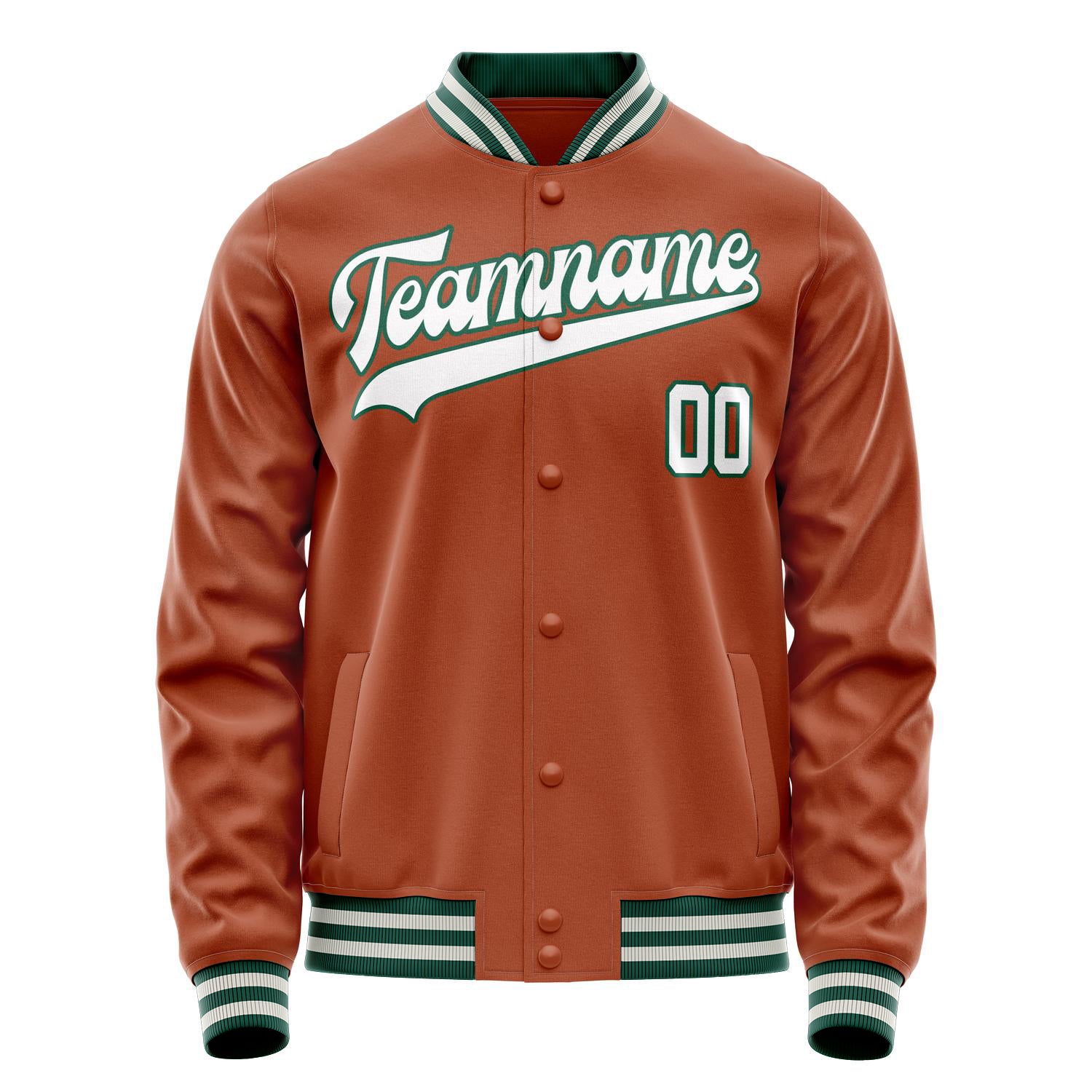 Custom Texas-Orange White Solid Color Varsity Letterman Jacket JA02240617JG424