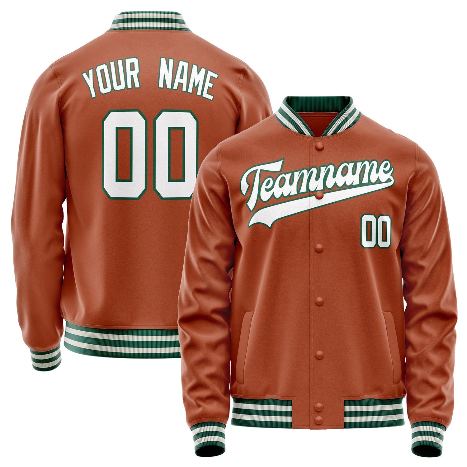 Custom Texas-Orange White Solid Color Varsity Letterman Jacket JA02240617JG424