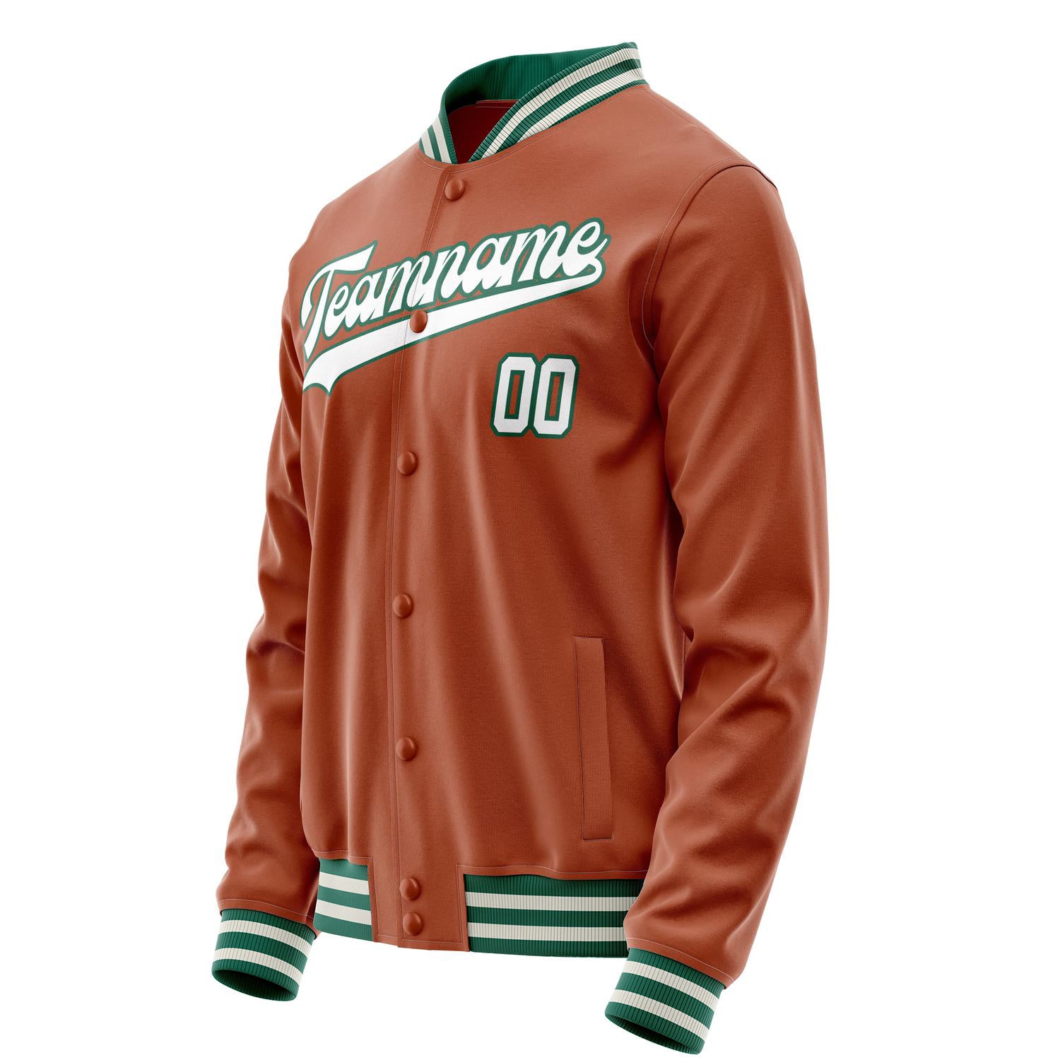 Custom Texas-Orange White Solid Color Varsity Letterman Jacket JA02240617JG424