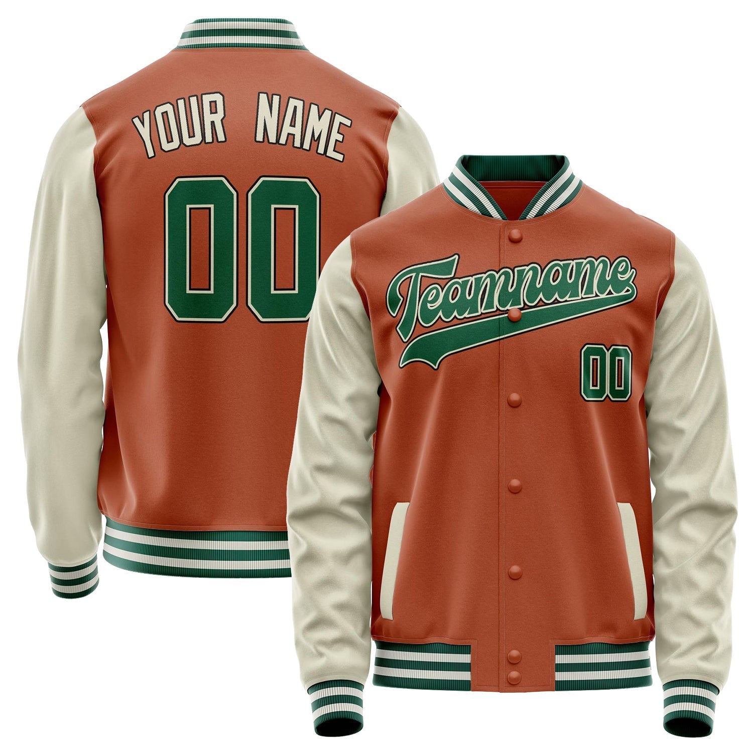 Custom Texas-Orange Cream Solid Color Varsity Letterman Jacket JA02240617JG432