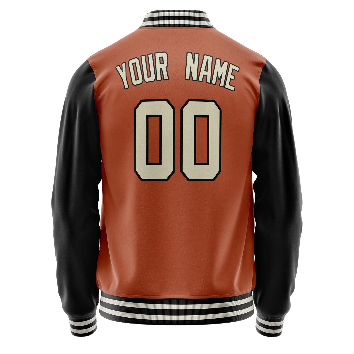 Custom Texas-Orange Black Solid Color Varsity Letterman Jacket JA02240617JG433