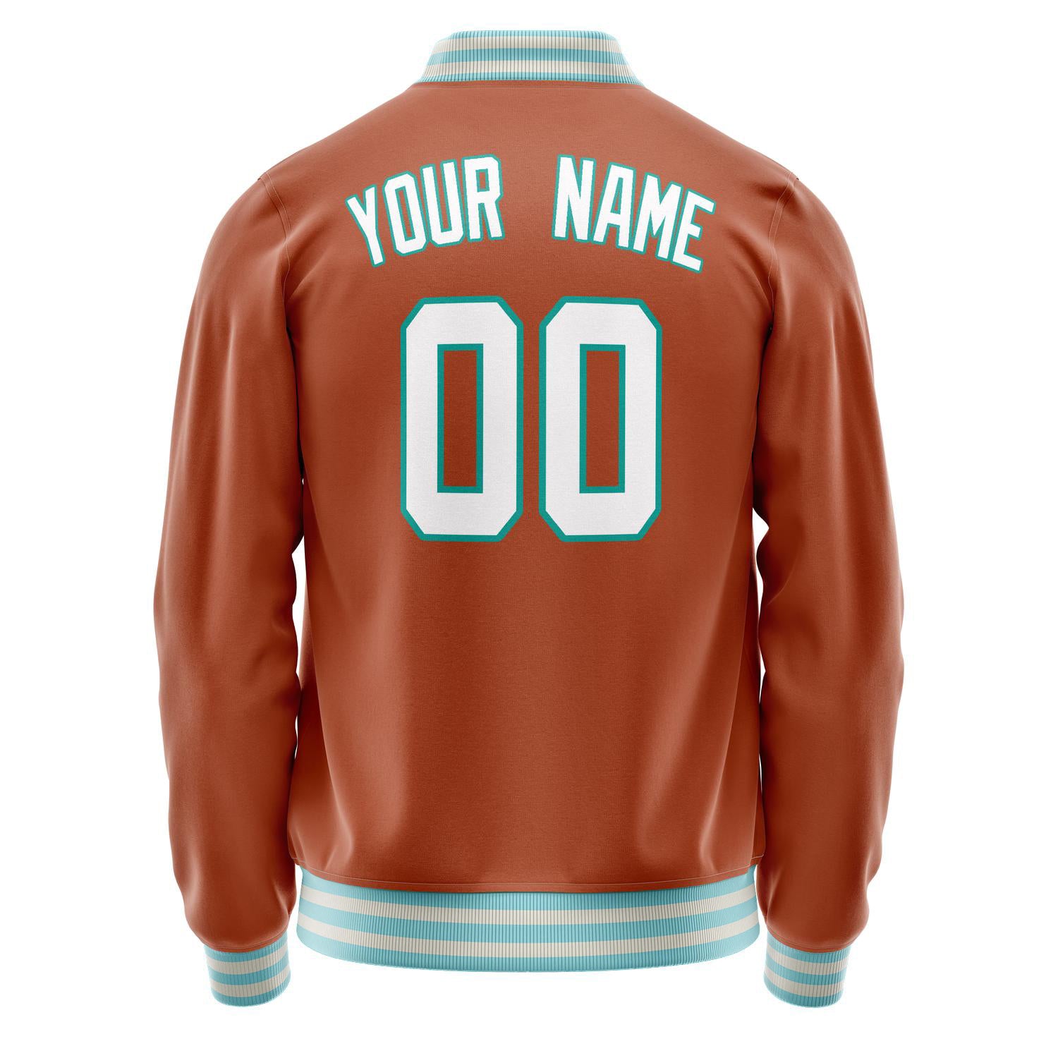 Custom Texas-Orange White Solid Color Varsity Letterman Jacket JA02240617JG434