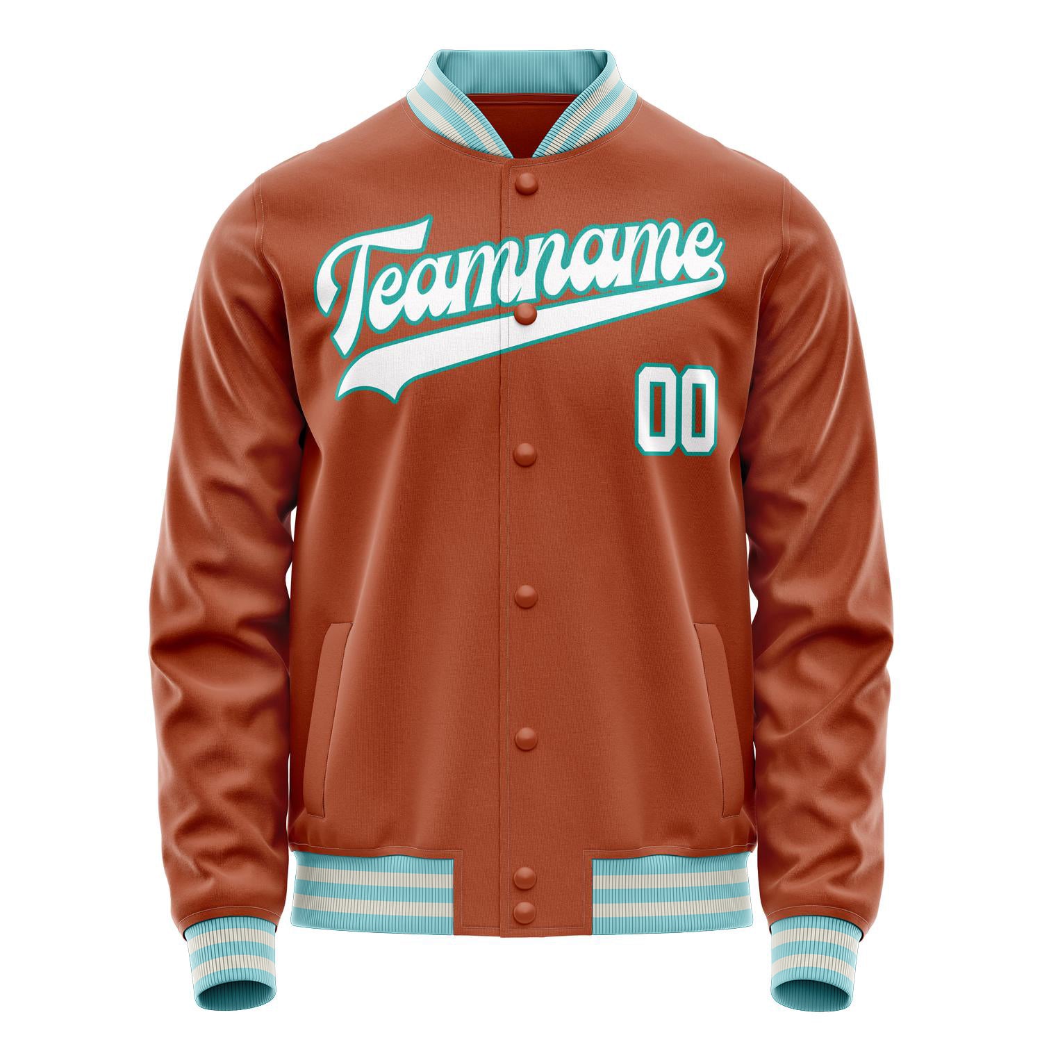 Custom Texas-Orange White Solid Color Varsity Letterman Jacket JA02240617JG434