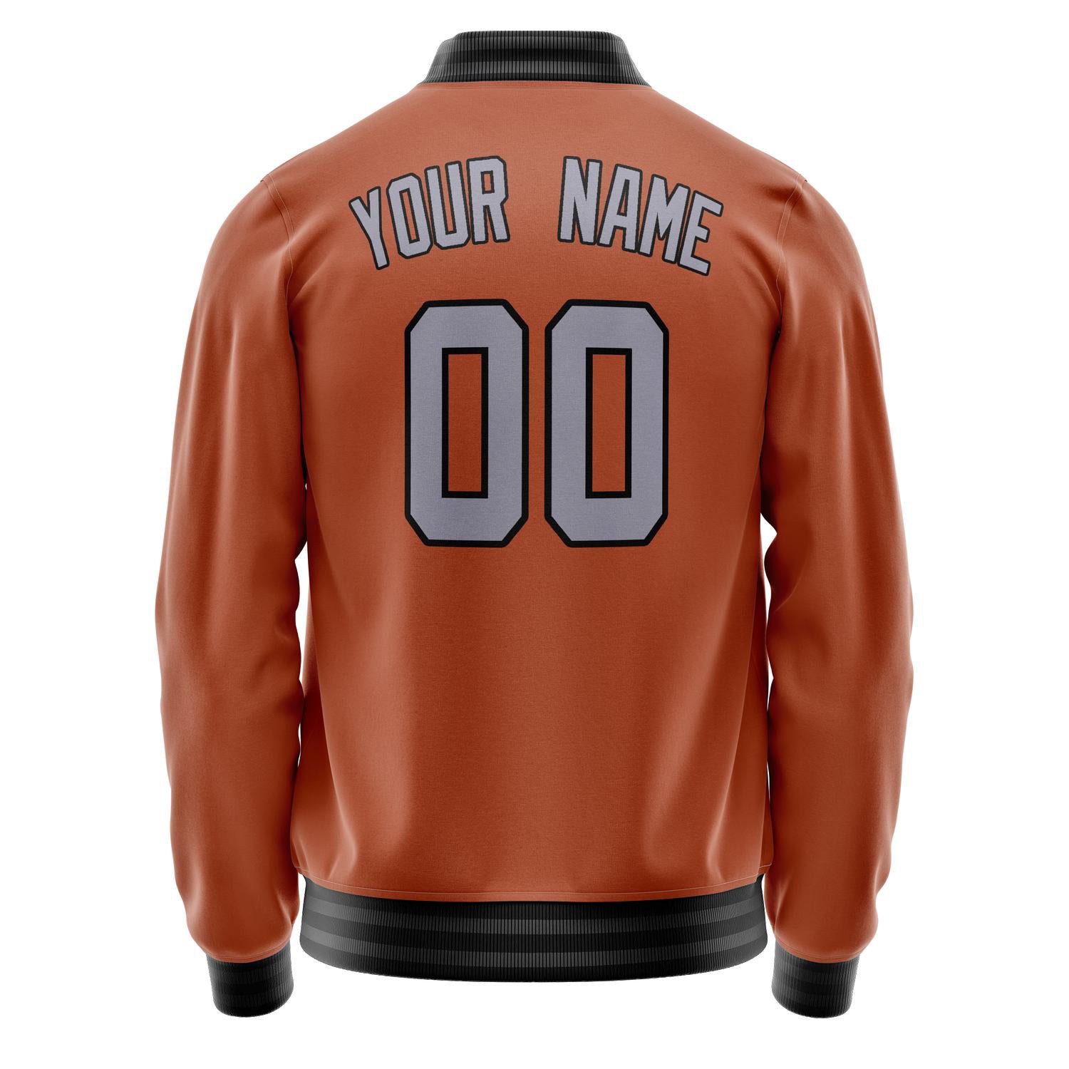 Custom Texas-Orange Gray Solid Color Varsity Letterman Jacket JA02240617JG437