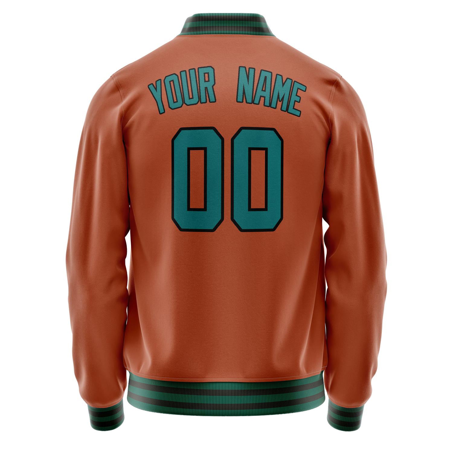 Custom Texas-Orange Teal Solid Color Varsity Letterman Jacket JA02240617JG440