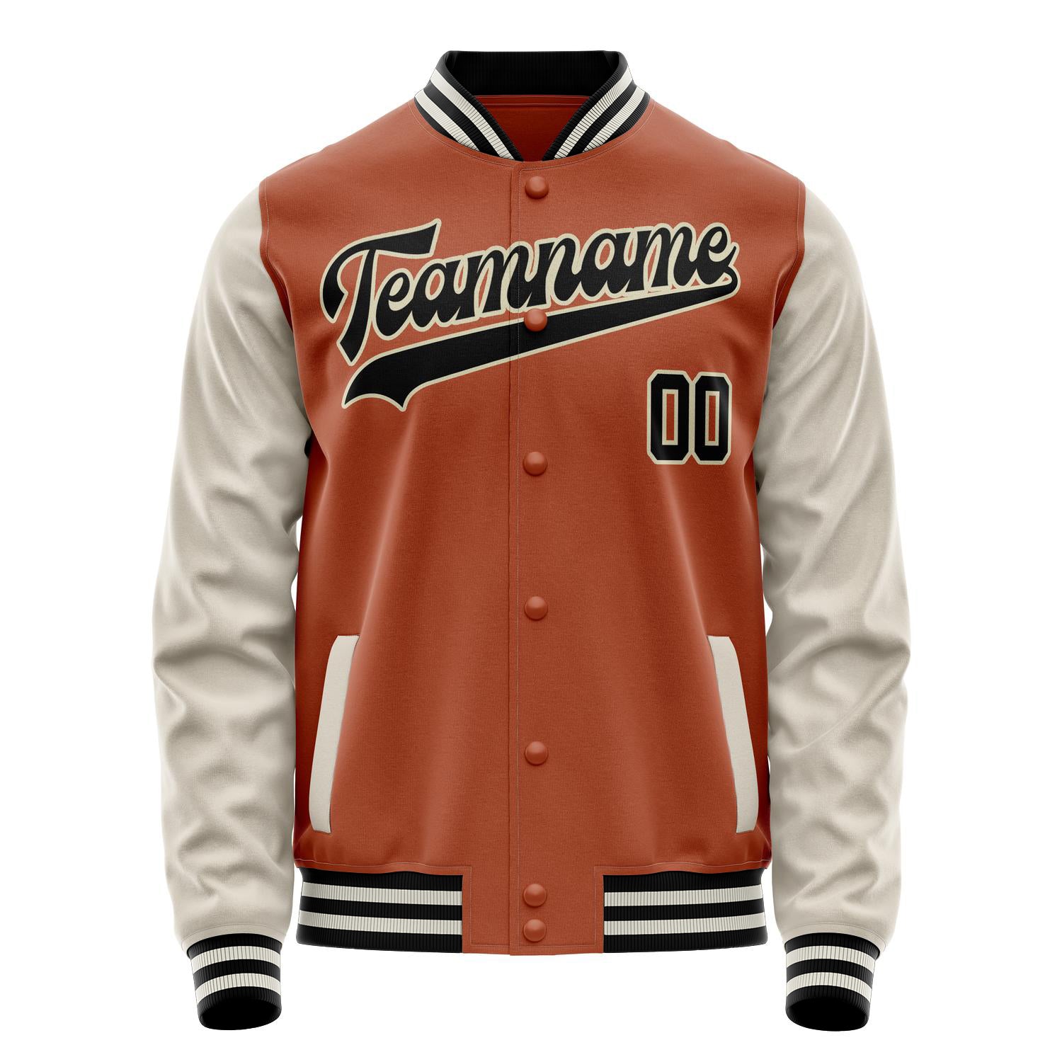 Custom Texas-Orange Cream Solid Color Varsity Letterman Jacket JA02240617JG442