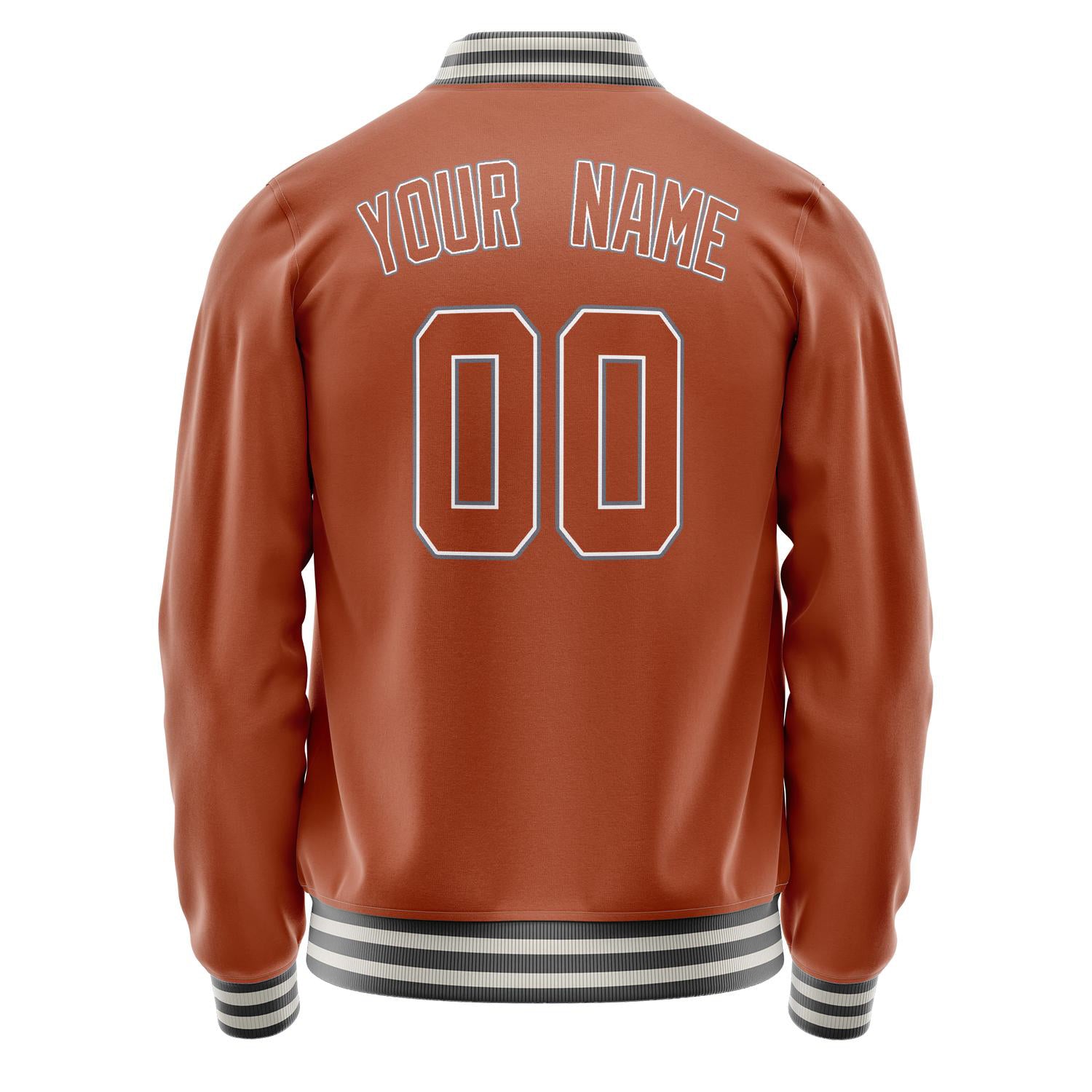 Custom Texas-Orange White Solid Color Varsity Letterman Jacket JA02240617JG445