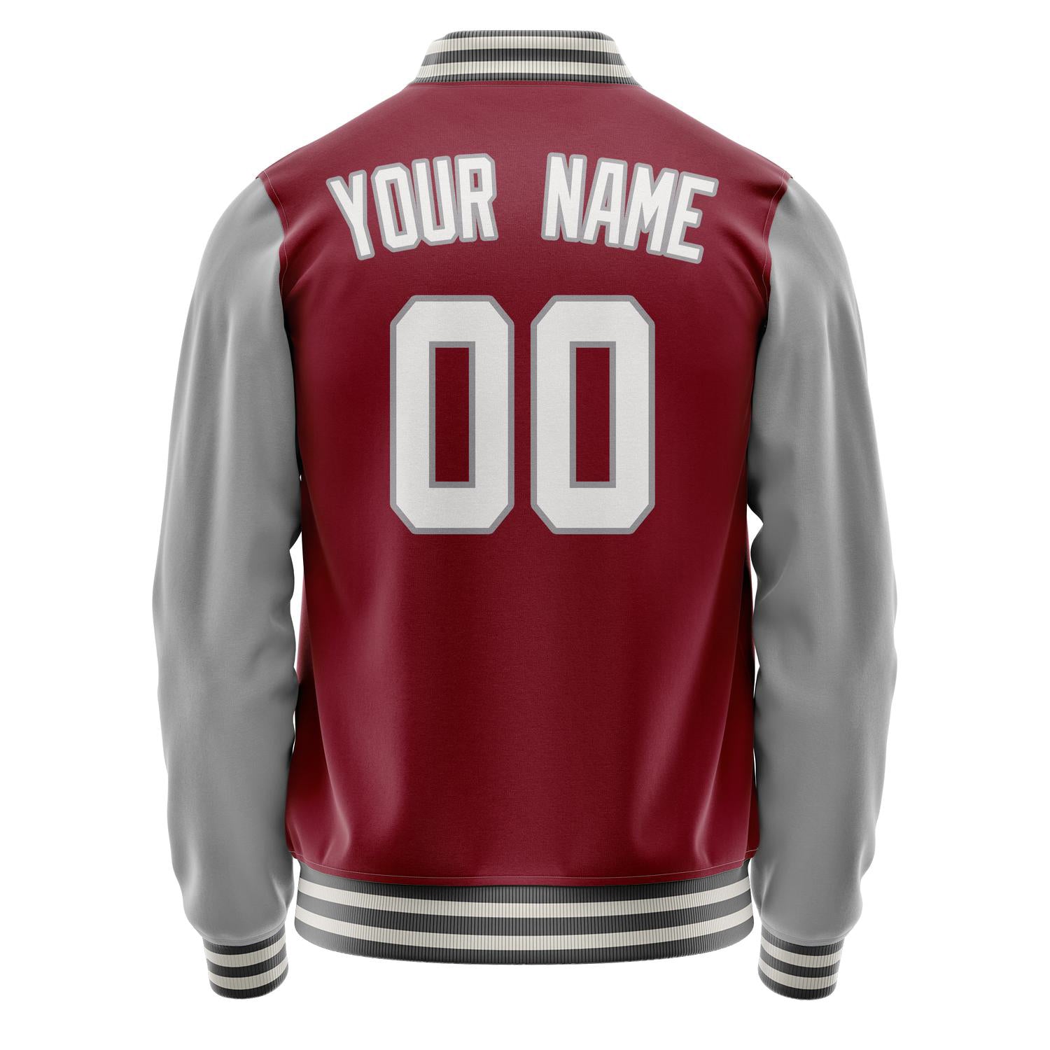 Custom Crimson Gray Solid Color Varsity Letterman Jacket JA02240617KZ511