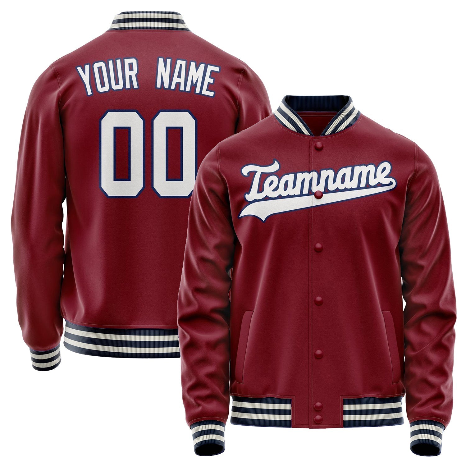 Custom Crimson White Solid Color Varsity Letterman Jacket JA02240617KZ514