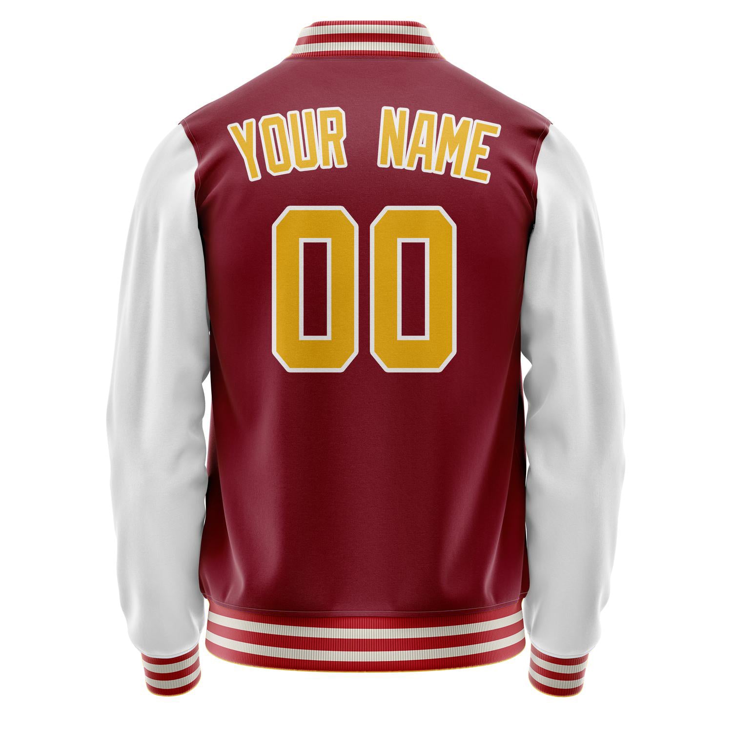 Custom Crimson White Solid Color Varsity Letterman Jacket JA02240617KZ527