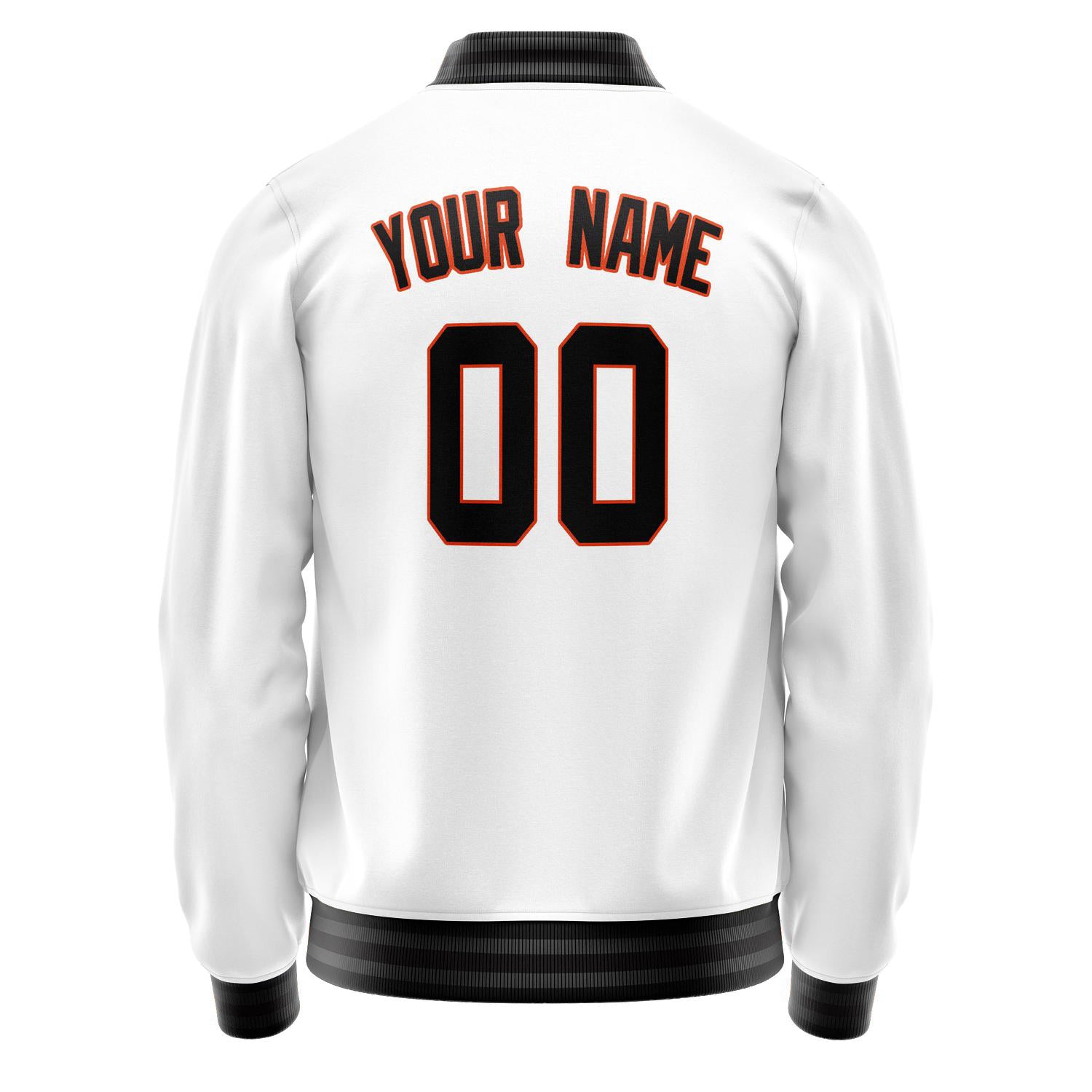 Custom White Black Solid Color Varsity Letterman Jacket JA02240617LH462