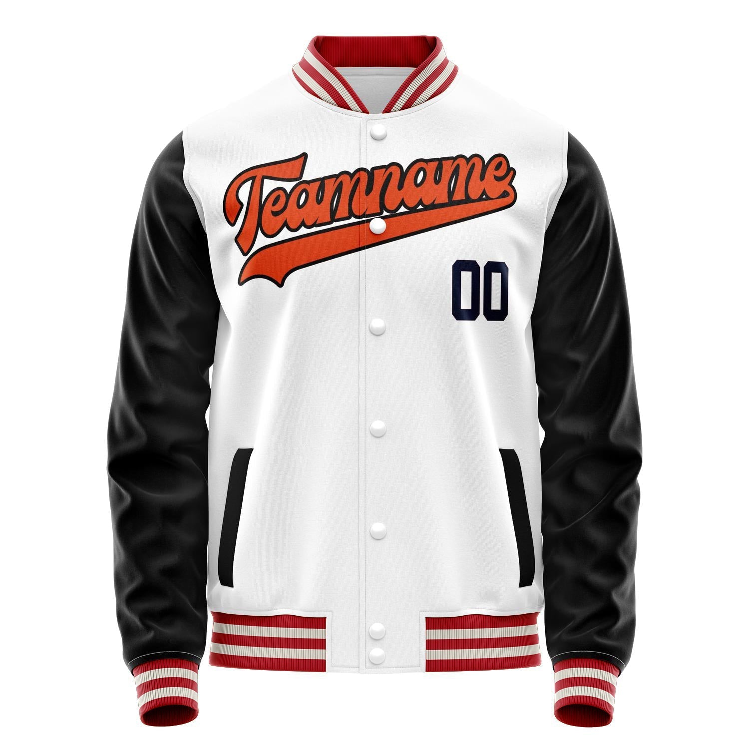 Custom White Black Solid Color Varsity Letterman Jacket JA02240617LH463
