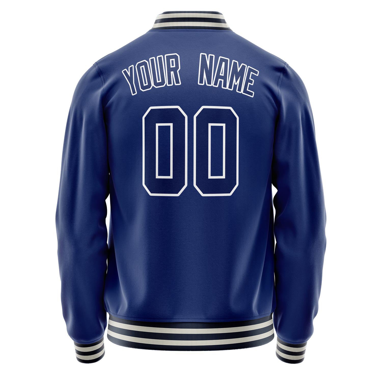Custom Royal White Solid Color Varsity Letterman Jacket JA02240617XF537