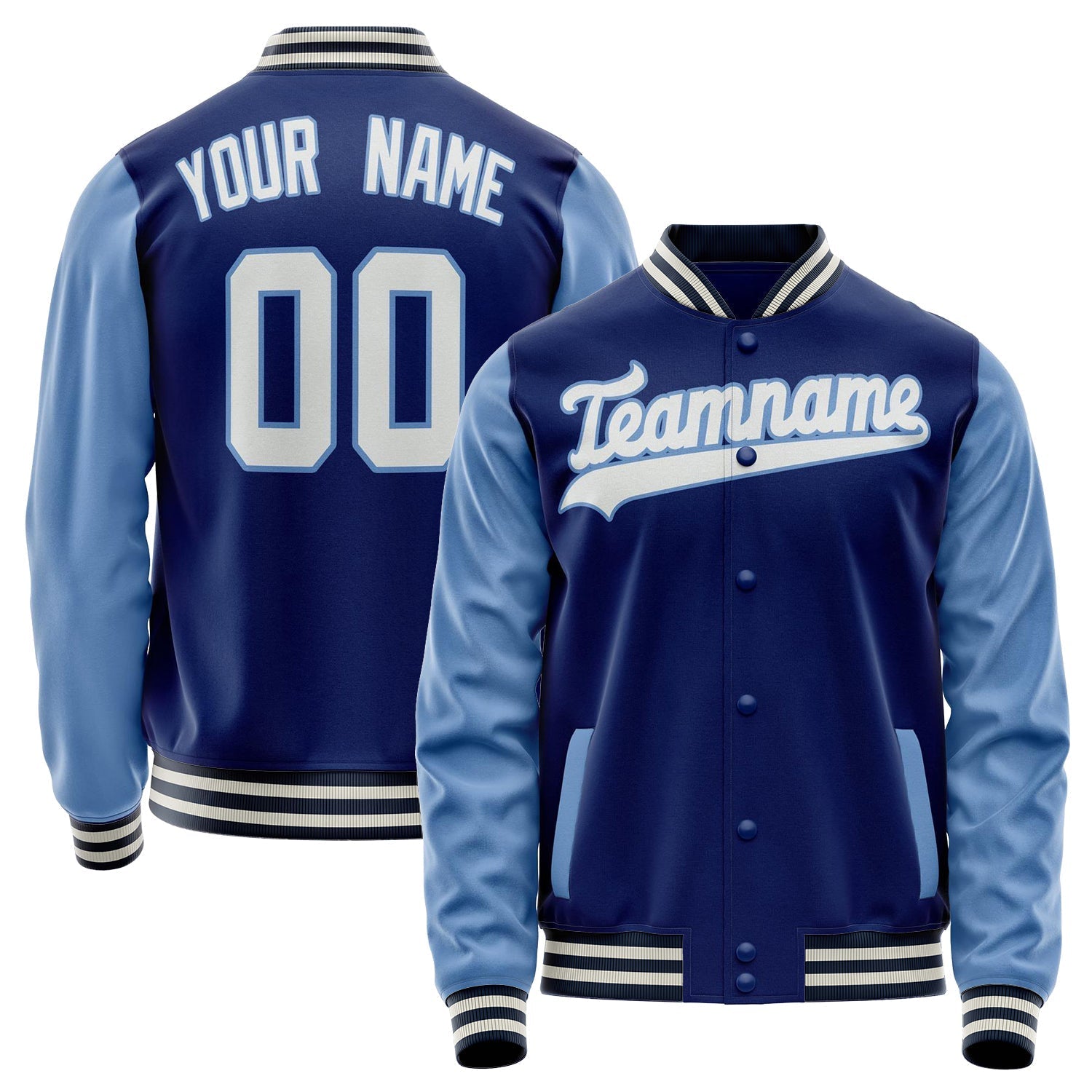 Custom Royal Light-Blue Solid Color Varsity Letterman Jacket JA02240617XF538