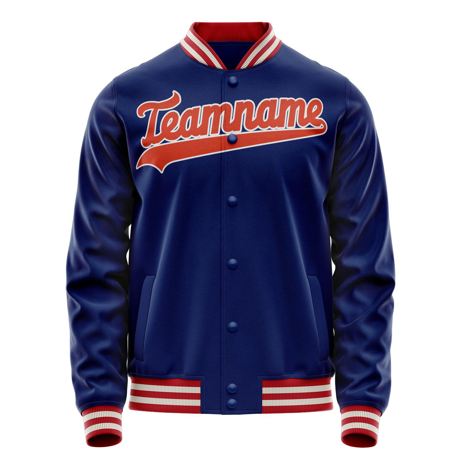 Custom Royal Orange Solid Color Varsity Letterman Jacket JA02240617XF540