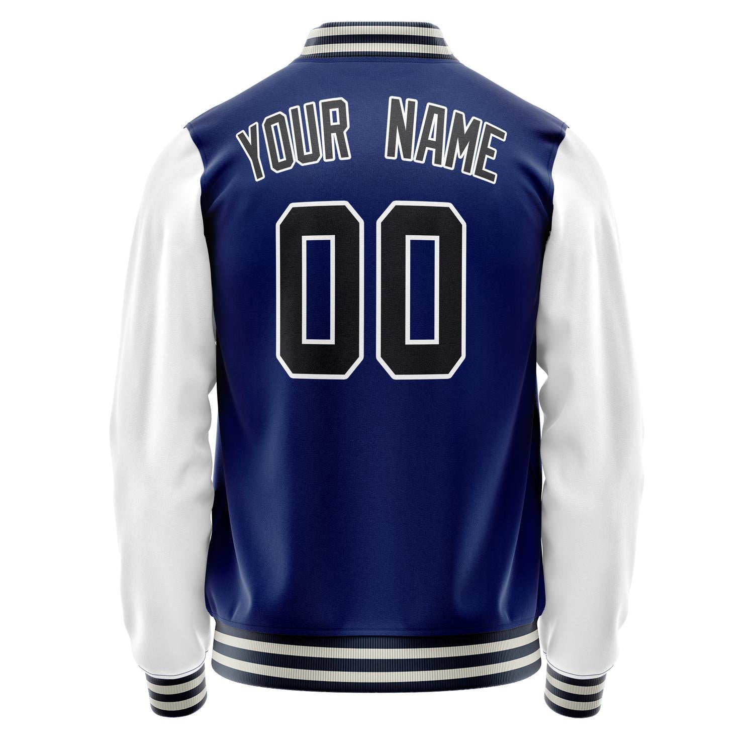 Custom Royal White Solid Color Varsity Letterman Jacket JA02240617XF542