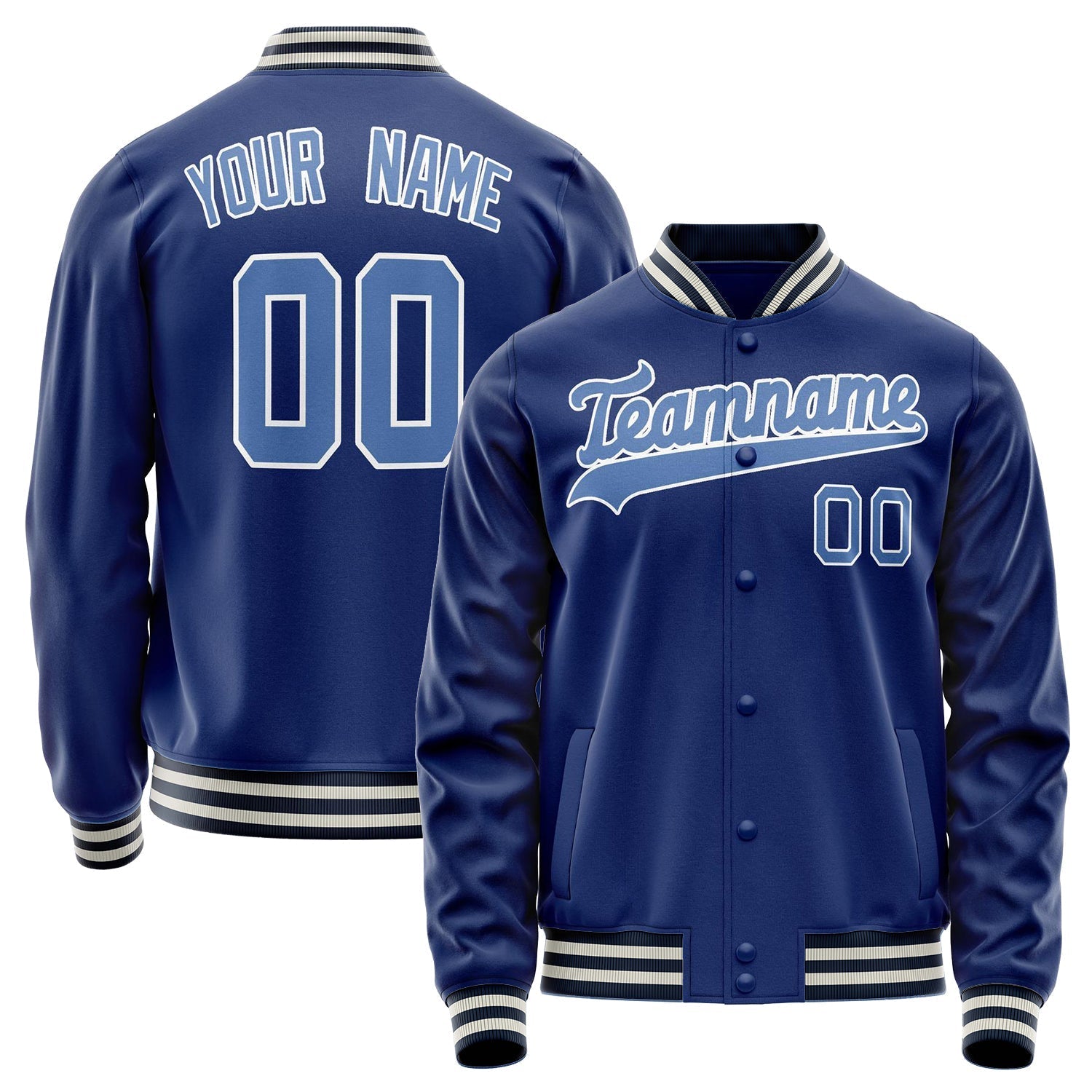 Custom Royal Light-Blue Solid Color Varsity Letterman Jacket JA02240617XF552