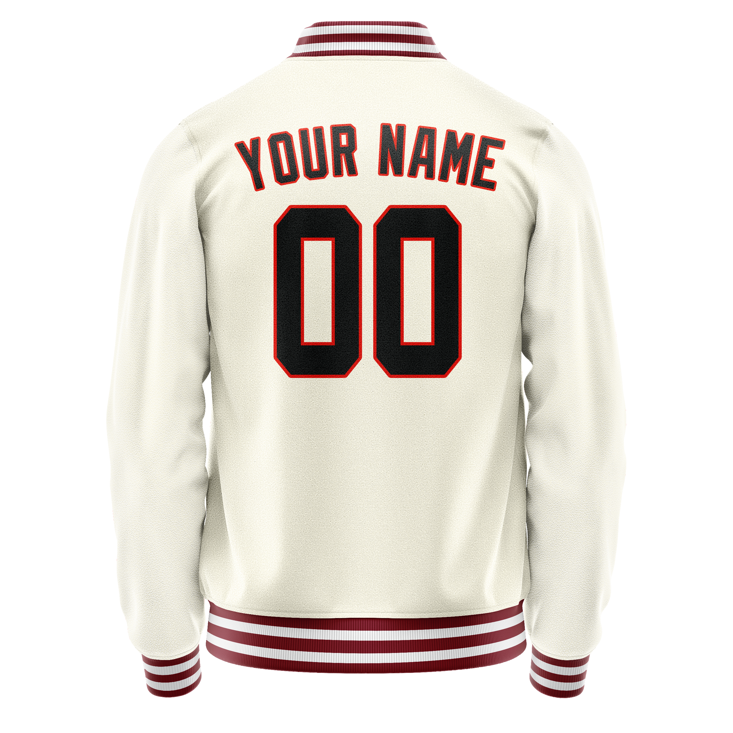 Custom Cream Black Solid Color Varsity Letterman Jacket JA02240617JC088