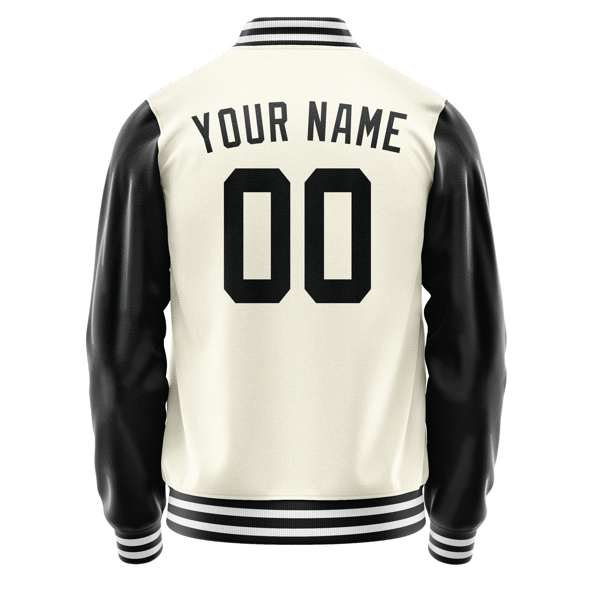 Custom Cream Black Solid Color Varsity Letterman Jacket JA02240617JC109