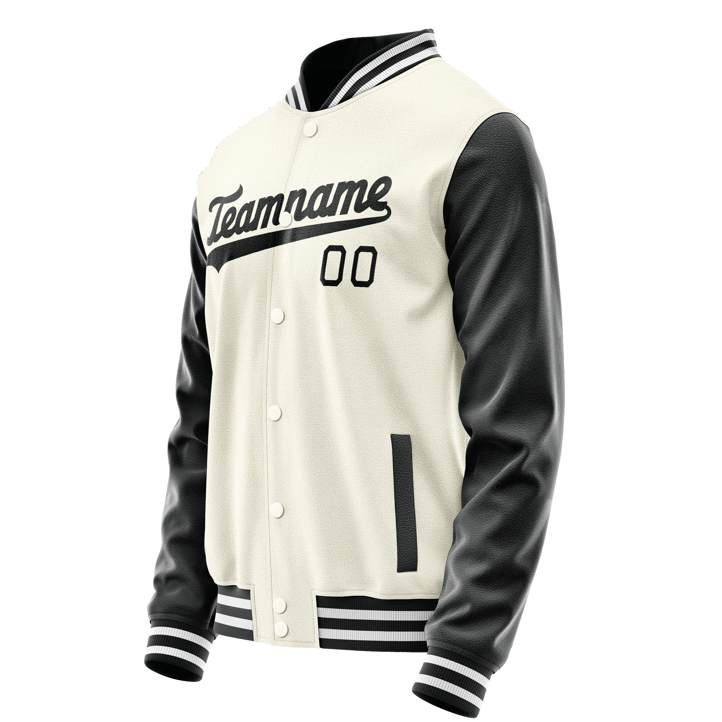 Custom Cream Black Solid Color Varsity Letterman Jacket JA02240617JC109