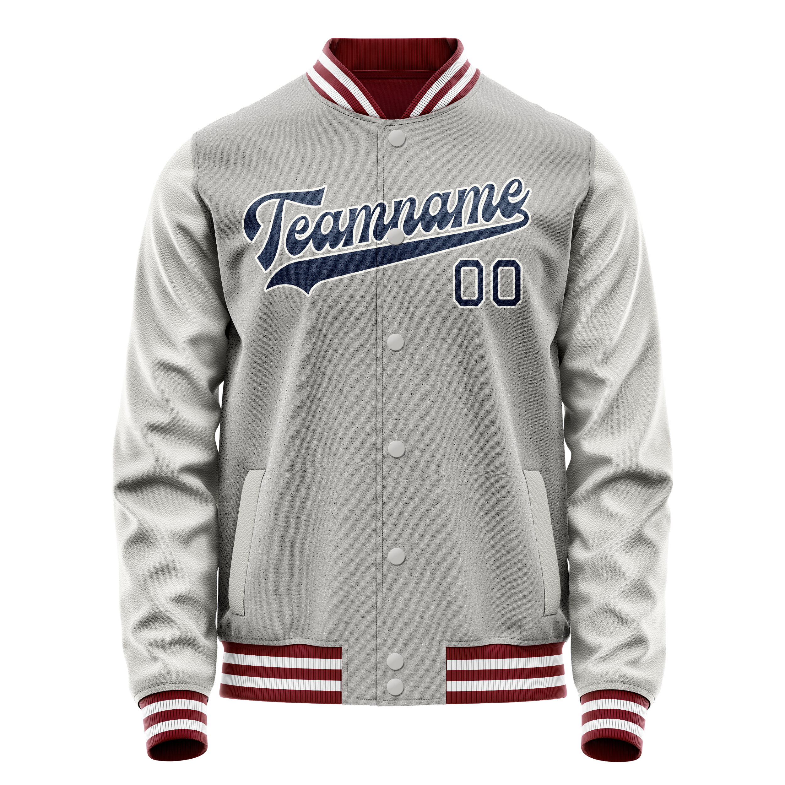 Custom Gray Royal Solid Color Varsity Letterman Jacket JA02240617YH168