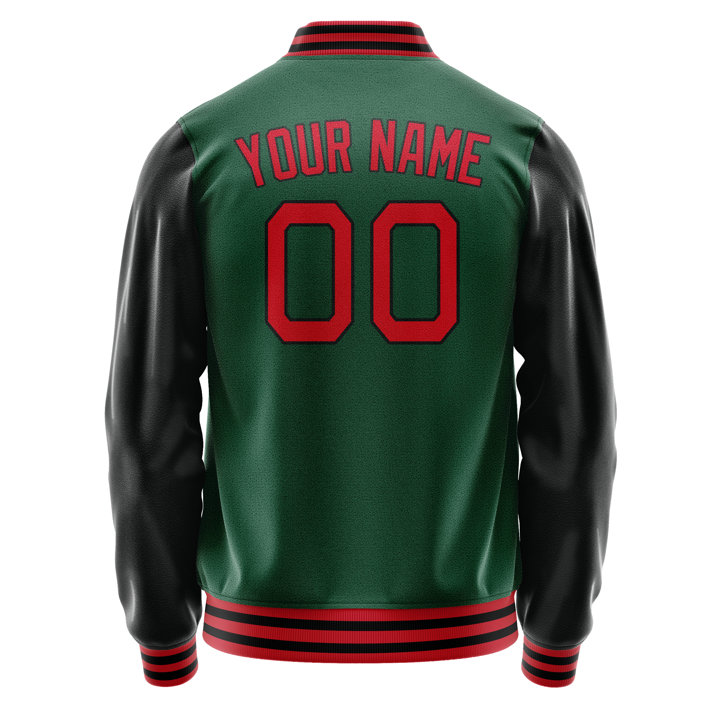 Custom Kelly-Green Black Solid Color Varsity Letterman Jacket JA02240617ZF234