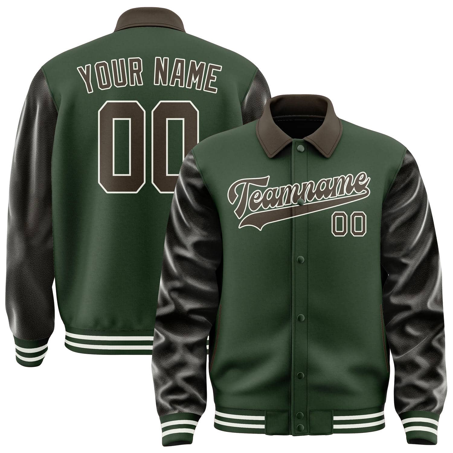 Custom Dark Green Brown Jacket