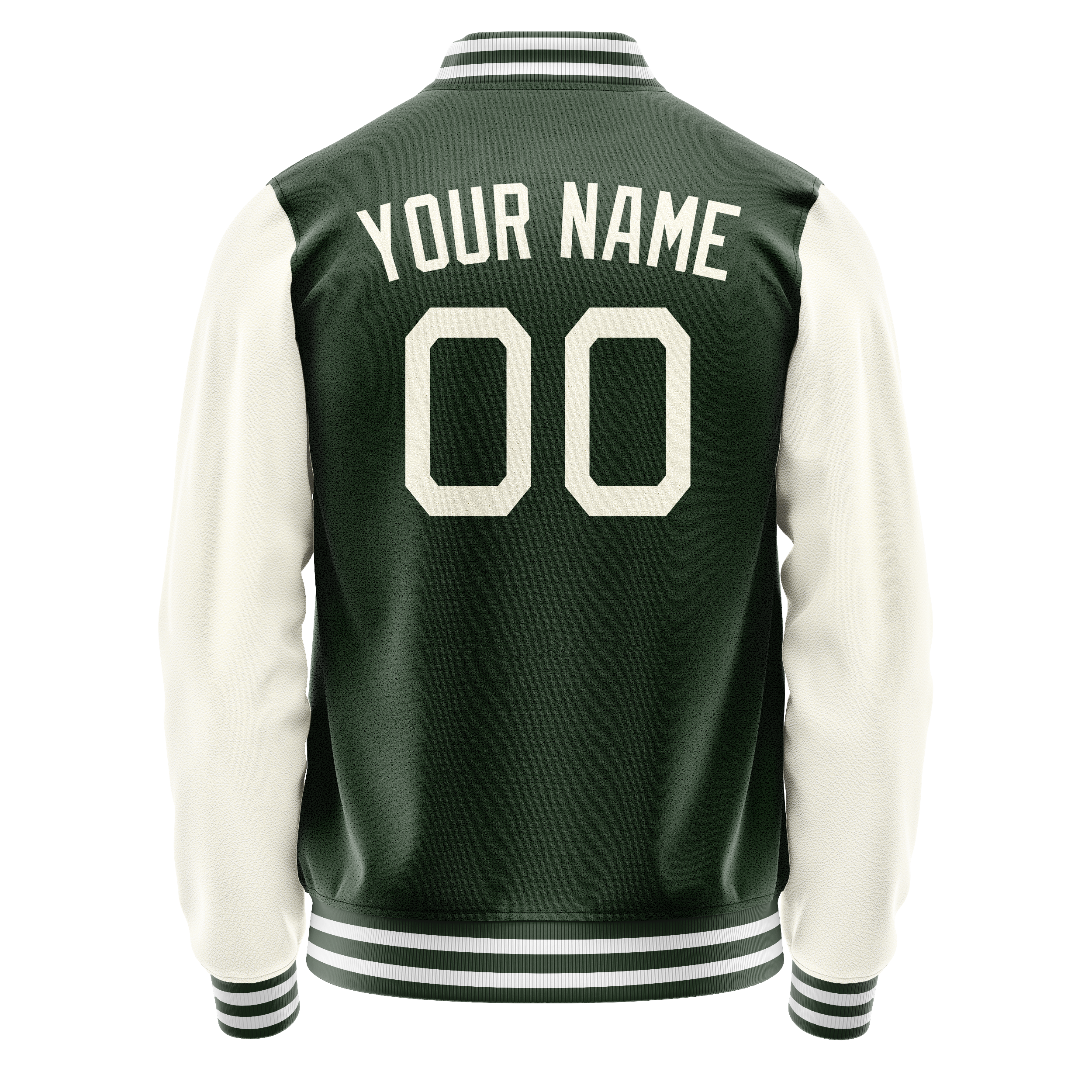Custom Green Cream Solid Color Varsity Letterman Jacket JA02240617JG178