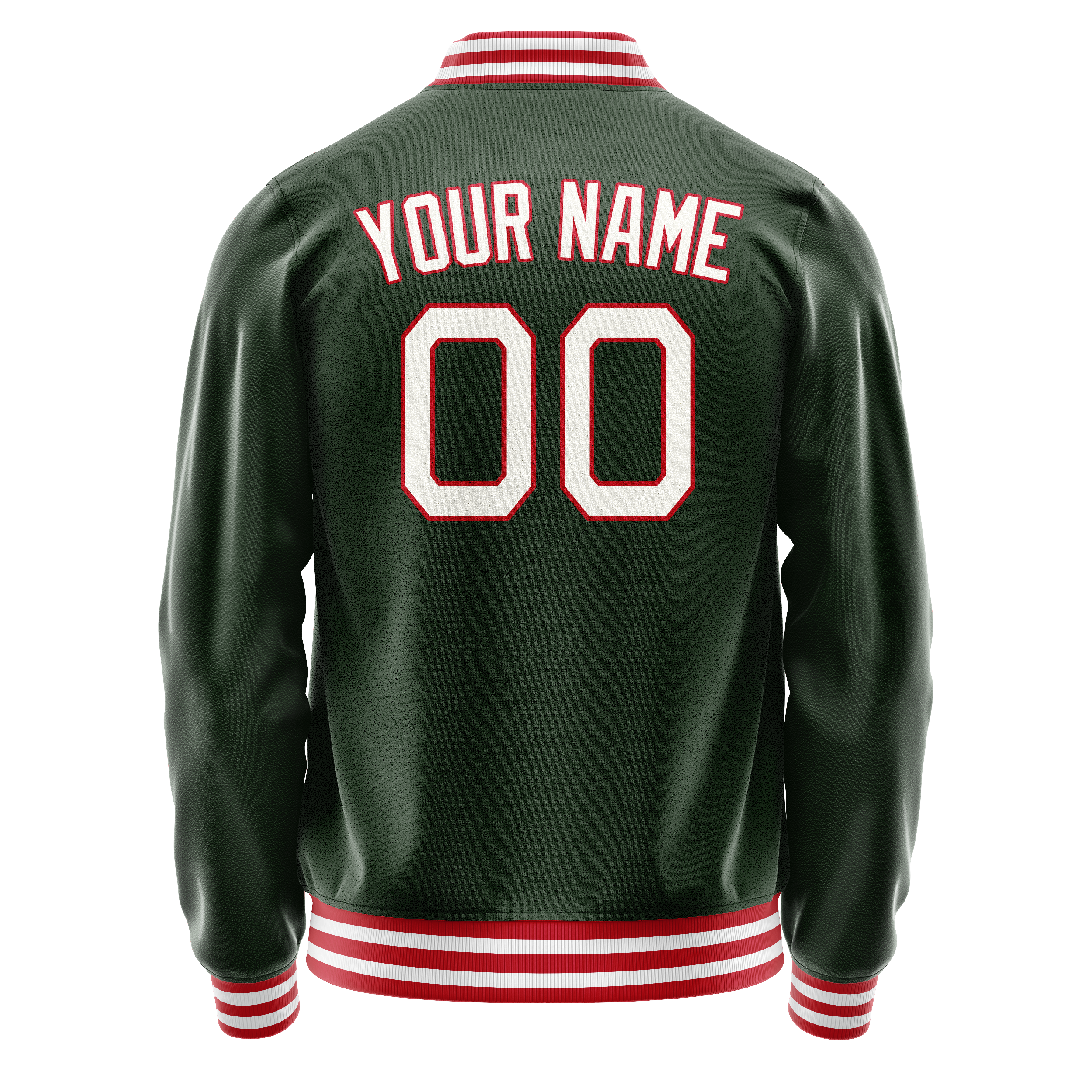 Custom Green White Solid Color Varsity Letterman Jacket JA02240617JG180