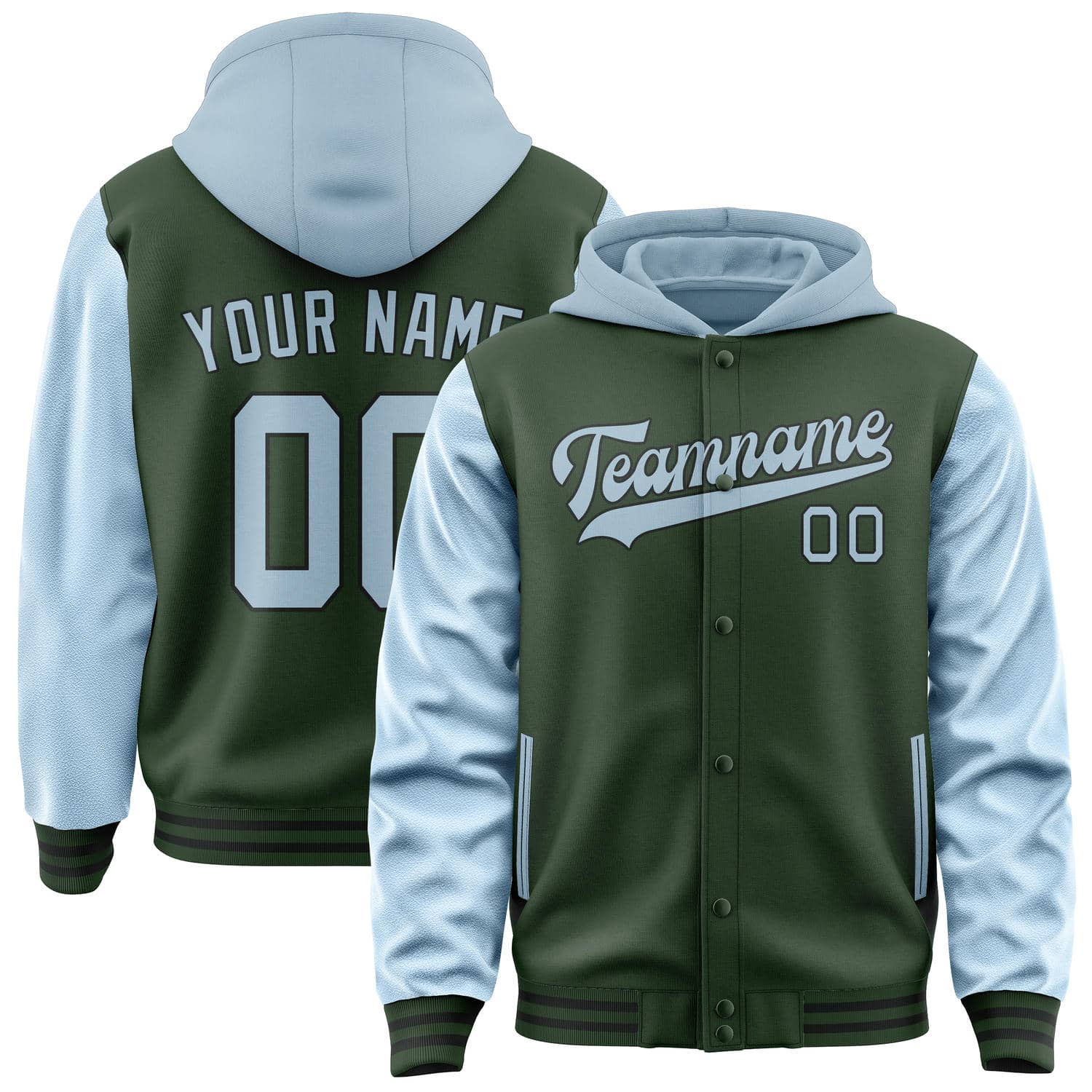 Custom Dark Green Light Blue Jacket
