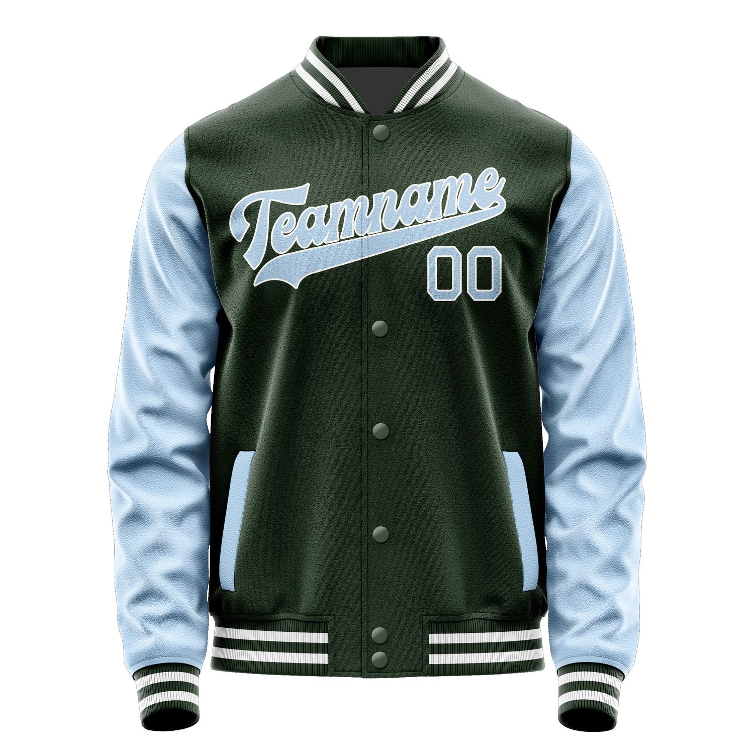 Custom Dark Green Light Blue Jacket JA0606080618B31808
