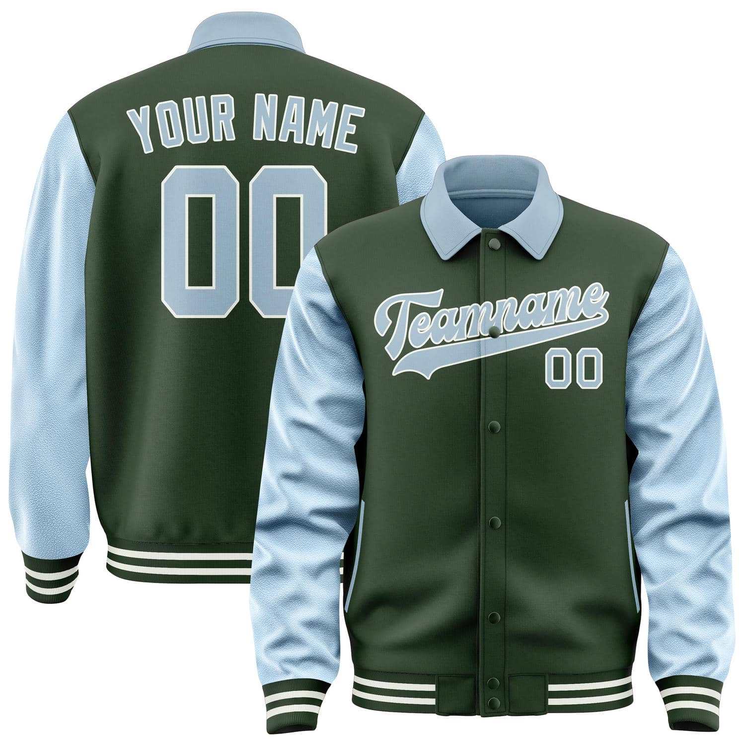Custom Dark Green Light Blue Jacket