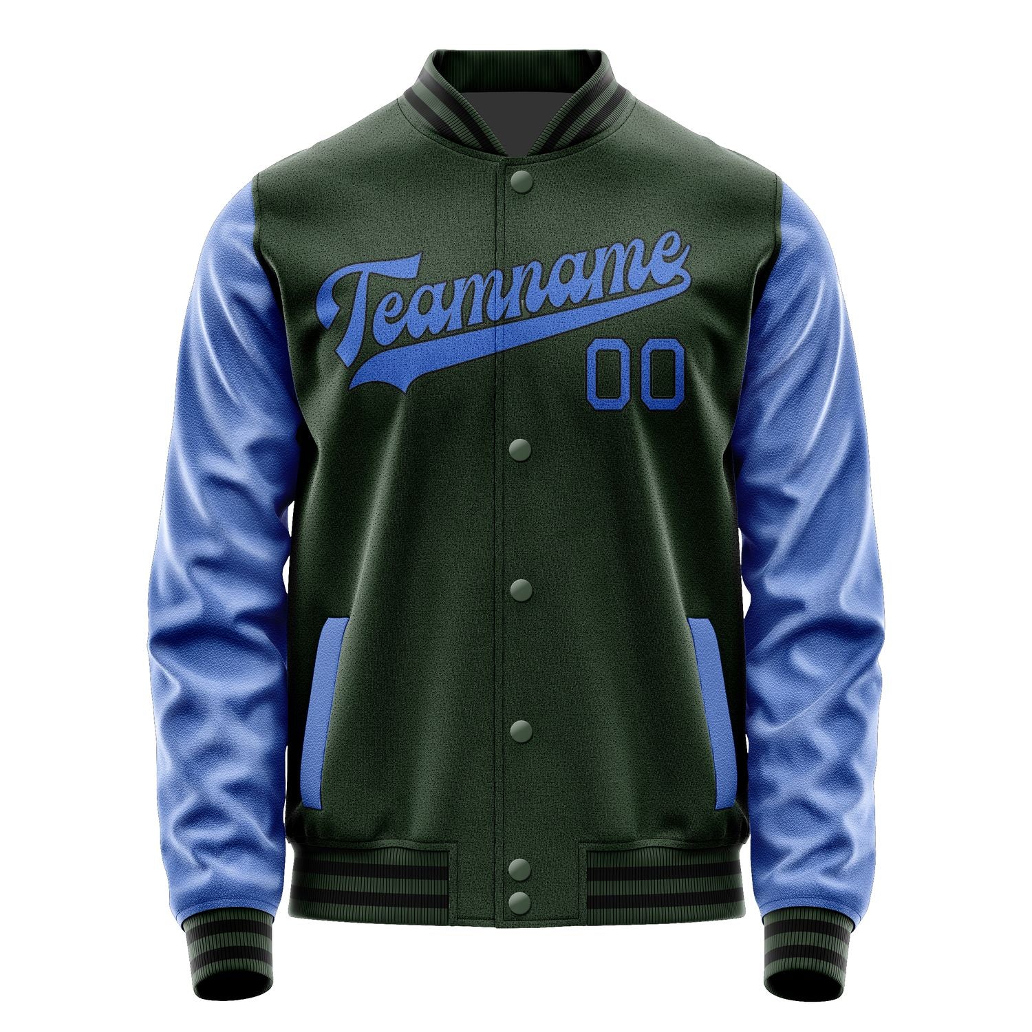 Custom Dark Green Sky Blue Jacket JA0606090617B31709