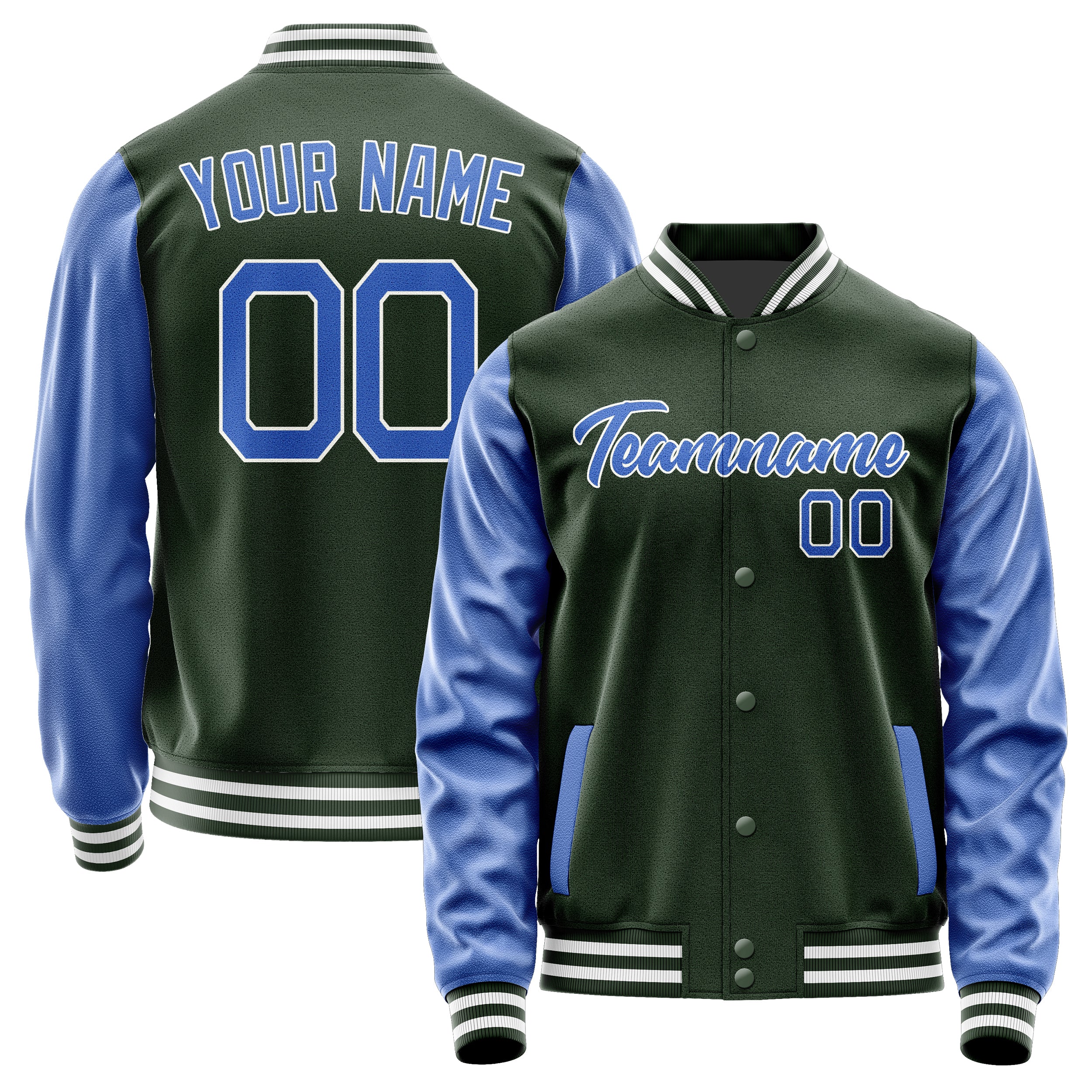 Custom Dark Green Sky Blue Jacket JA0606090618B21809