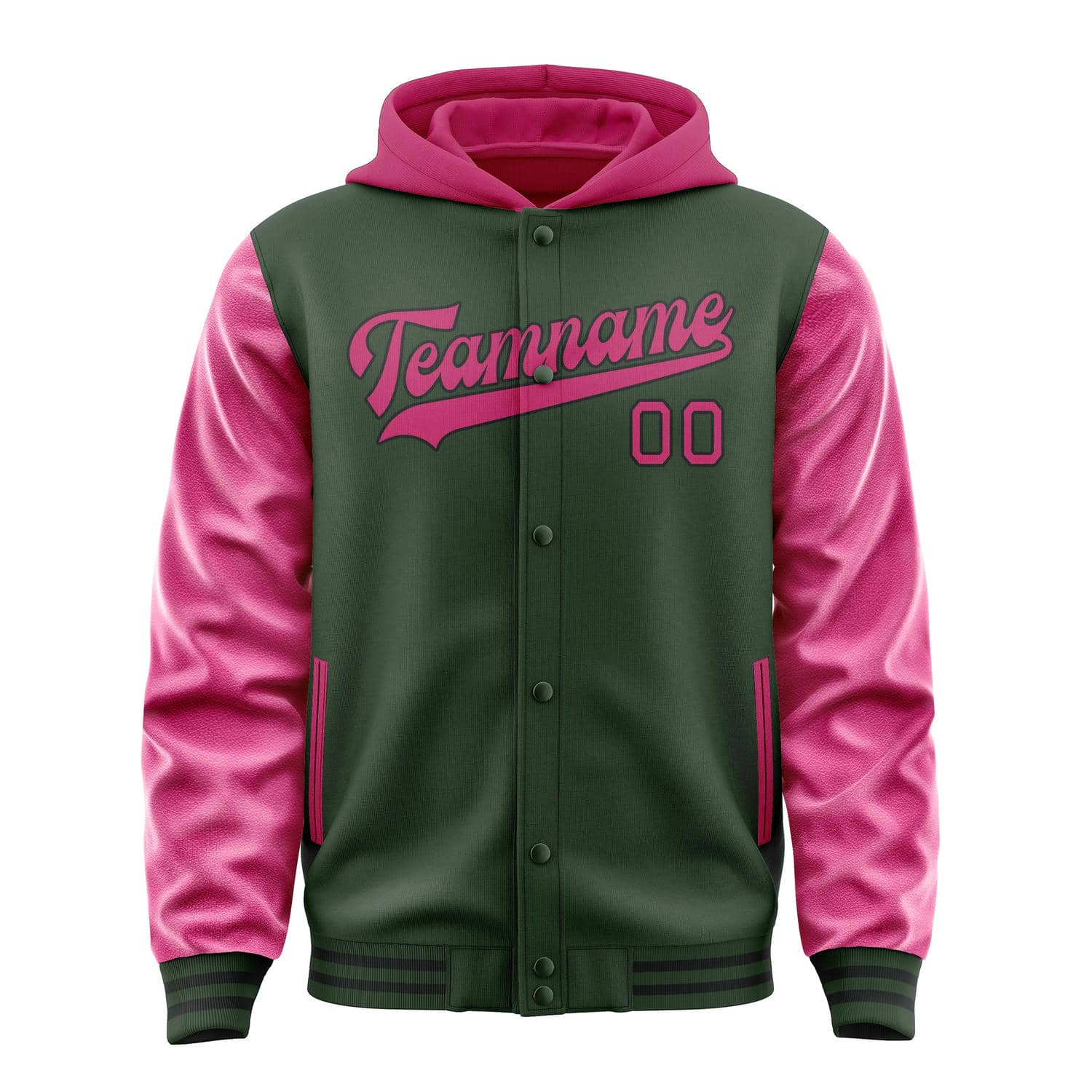 Custom Dark Green Pink Jacket