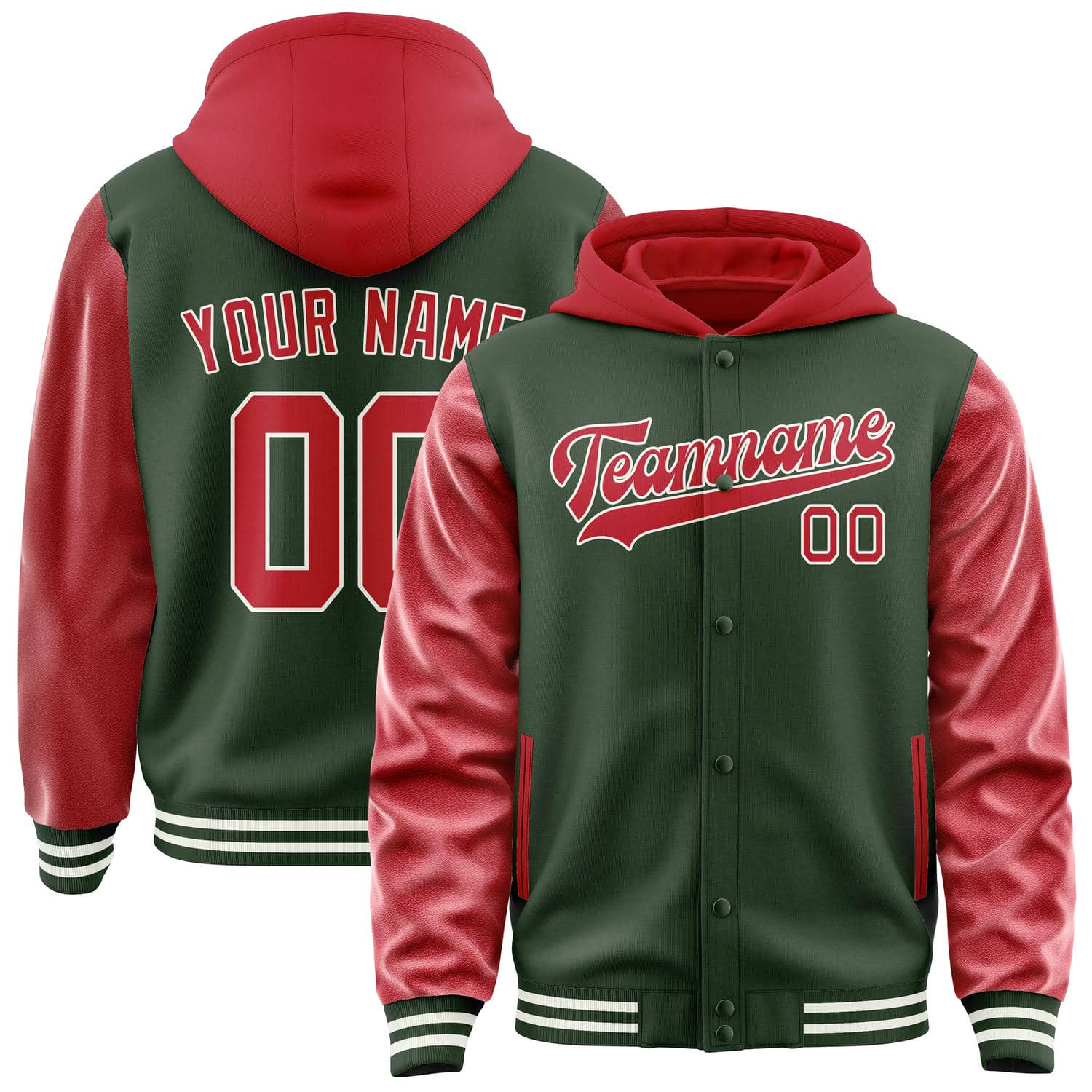Custom Dark Green Red Jacket